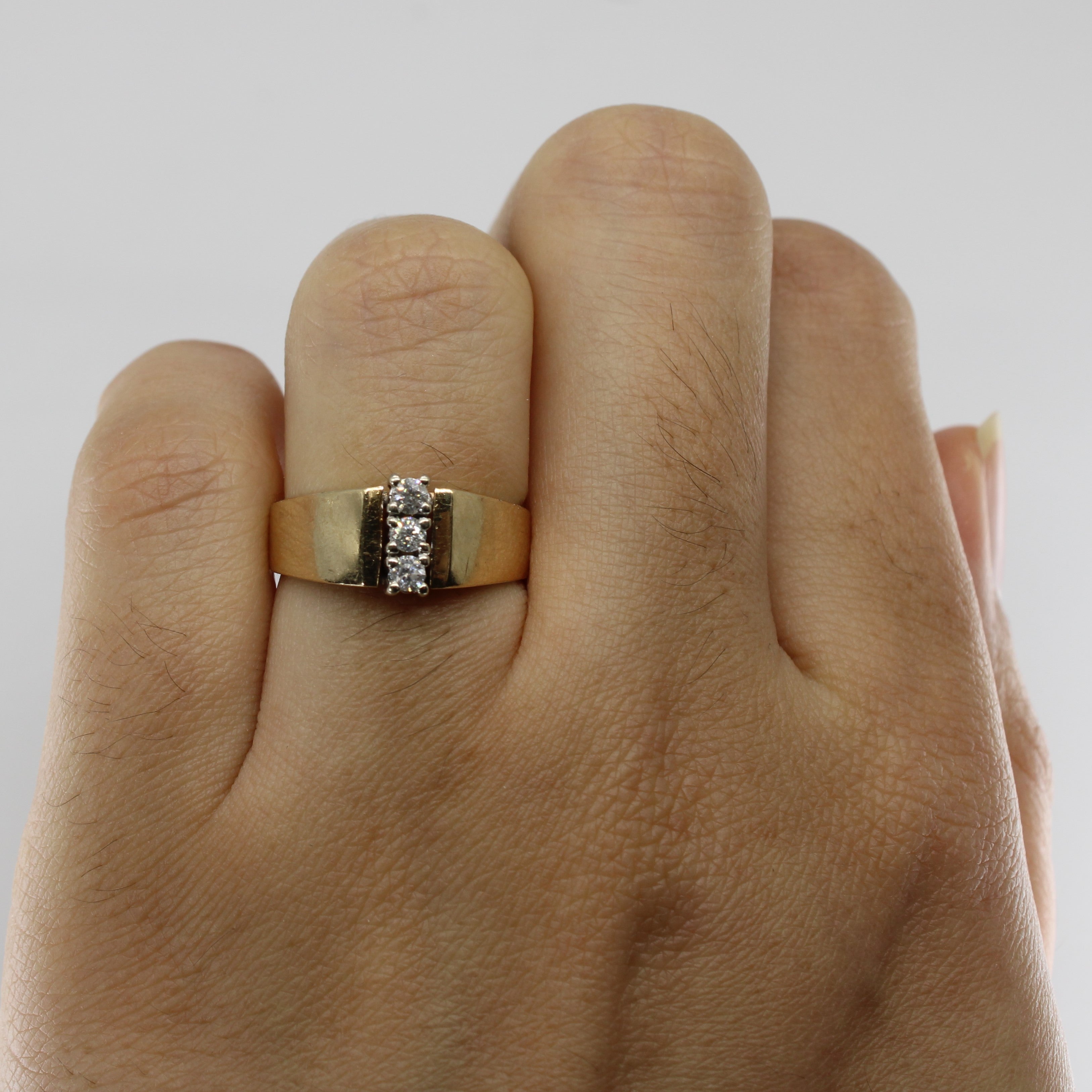 3 Stone Diamond Ring 0.15ctw Prong Set Size 5.25 - Elegant Engagement Wedding Band for Women, Perfect for Proposals, Anniversaries & Special Occasions