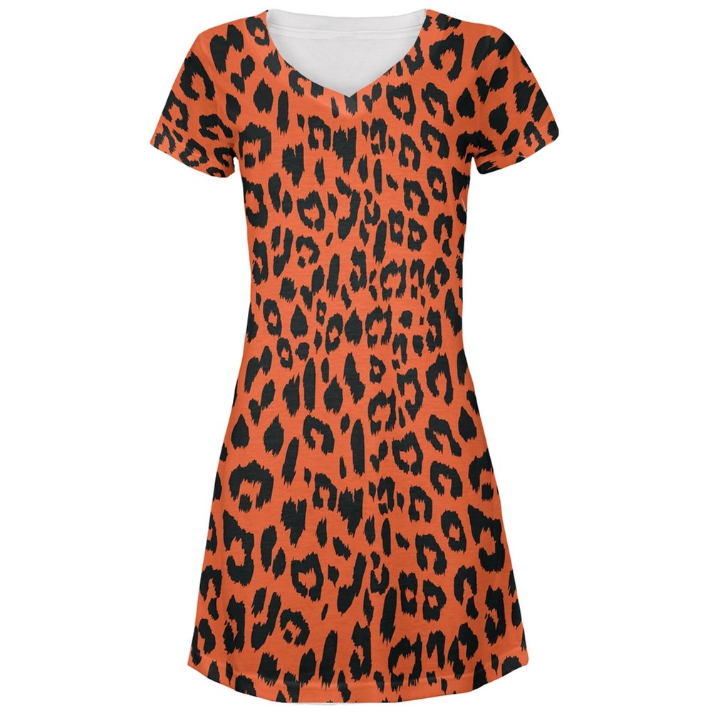 Orange Cheetah Print Cover-Up Beach Dress for Women - Lightweight Summer Swimwear Coverup with Pockets - Perfect for Pool, Beach Vacation & Resort Wear