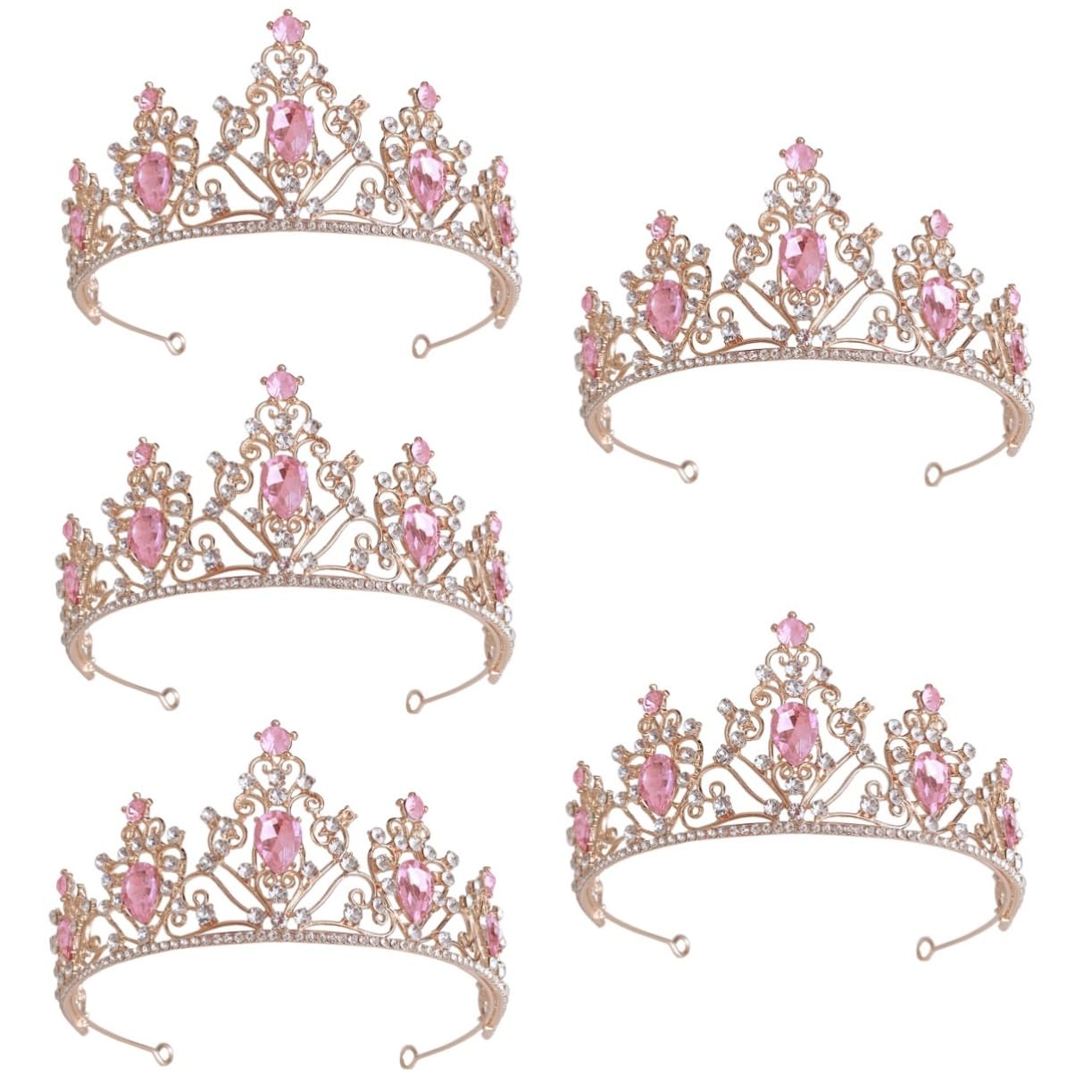Minkissy 5-Piece Crystal Crown Set - Fairy Wedding Hair Accessories, Bridal Tiara & Headpiece for Bride, Banquets, and Special Events | Elegant Rhinestone Headdress for Weddings, Prom, and Pageants