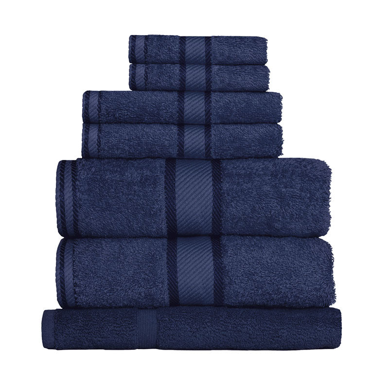 Premium 100% Cotton Bath Towel Set - 7-Piece Navy Blue Bath Sheets for Spa, Gym & Beach | Soft, Absorbent & Quick-Drying Luxury Towels