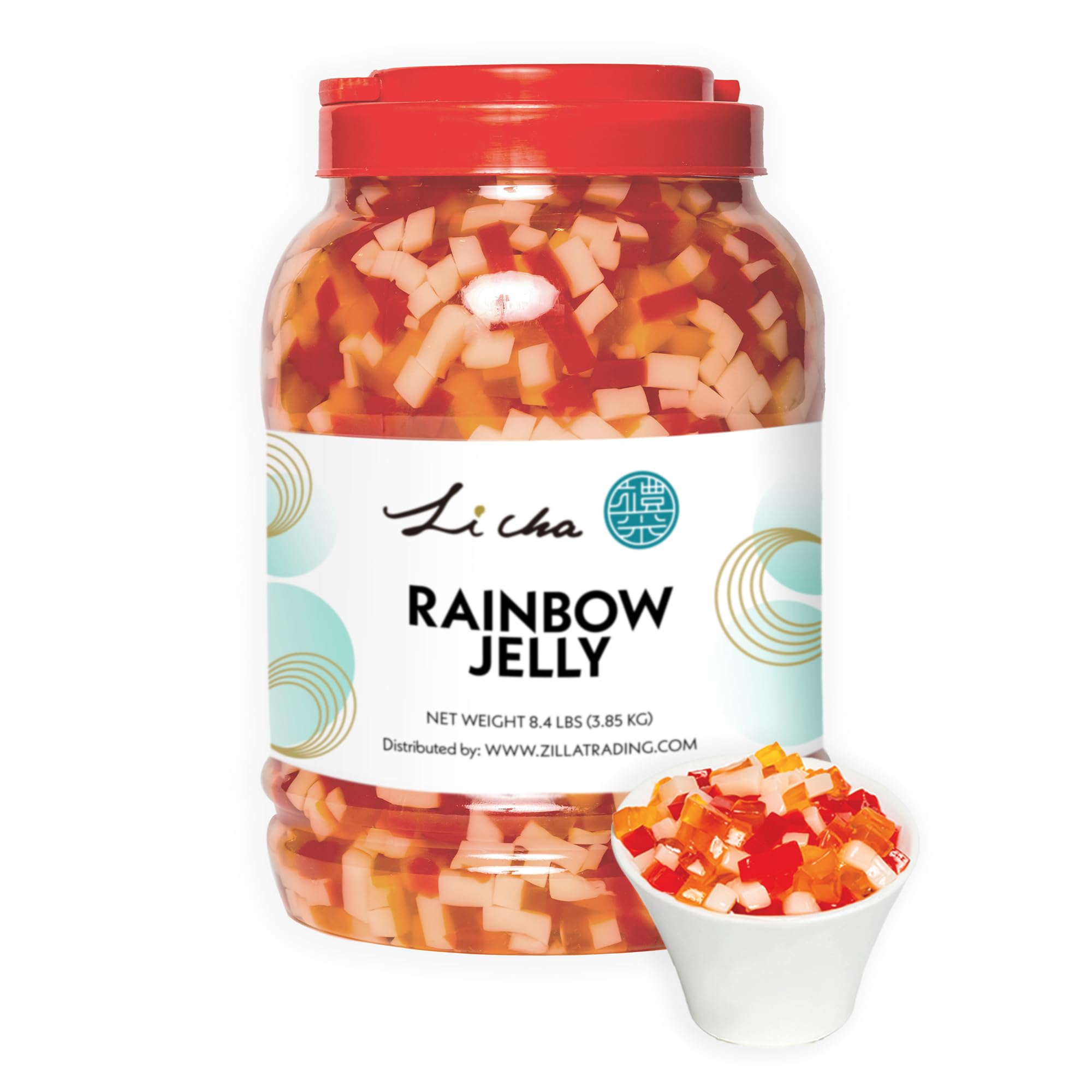 Rainbow Jelly Topping for Bubble Tea (3.8kg/8.4lbs Bulk) | Boba Milk Tea, Desserts & Smoothie Topping | Perfect for DIY Drinks, Shaved Ice & Yogurt Parfaits