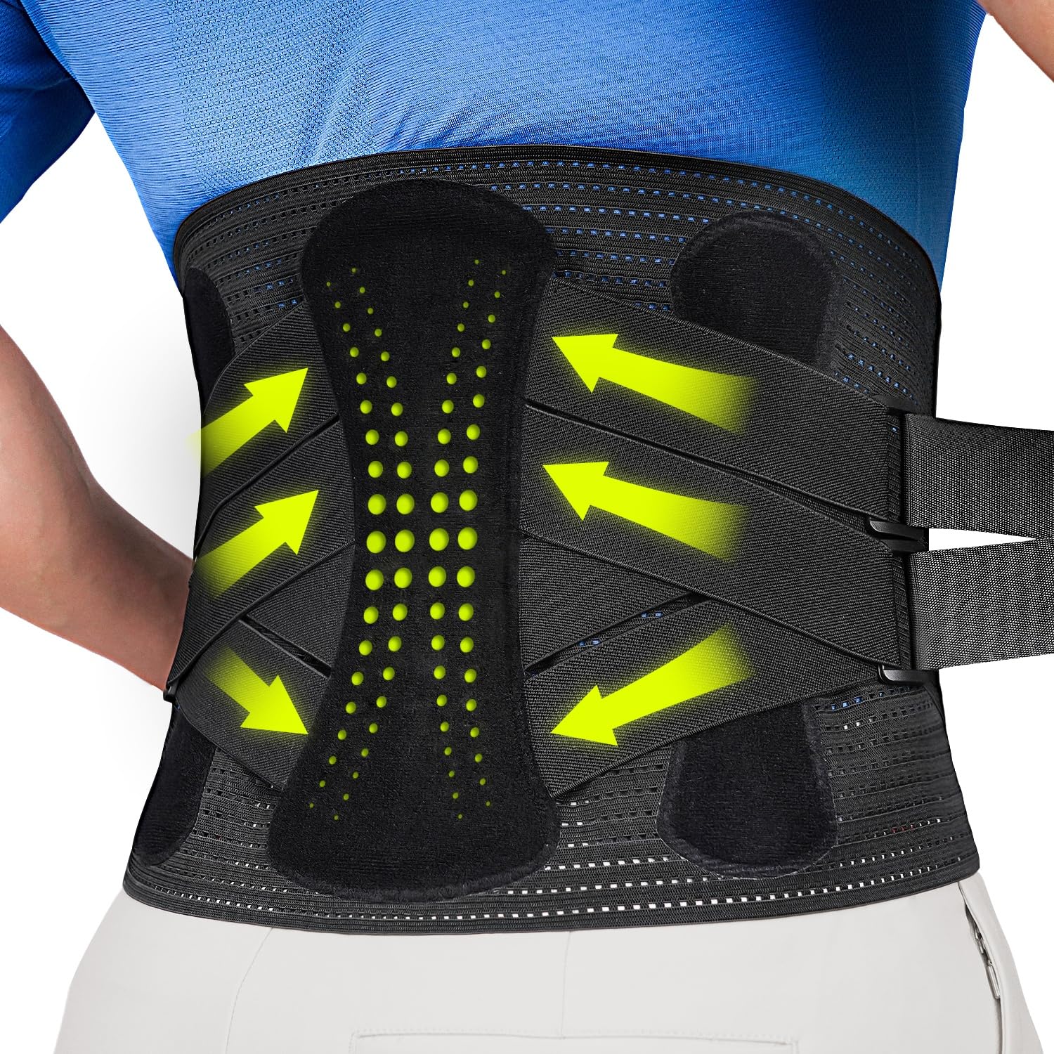 360° Support Back Brace for Lower Back Pain Relief - Adjustable Lumbar Support Belt for Men & Women with Breathable Fabric - Ideal for Herniated Disc, Sciatica, Posture Correction & Heavy Lifting
