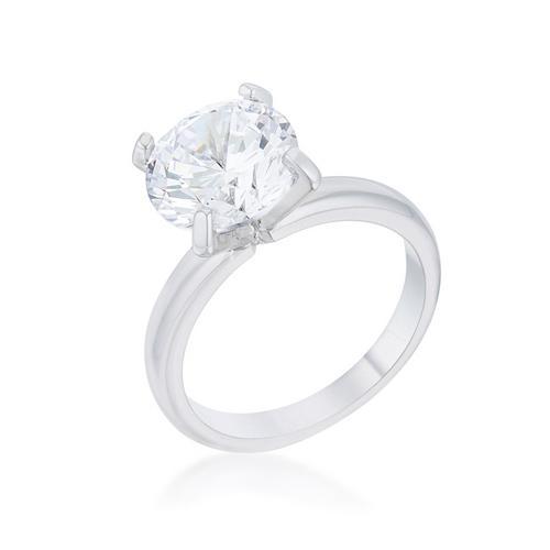 1.04 Carat CZ Solitaire Ring in Rhodium - Classic Elegant Engagement Ring for Women, Perfect for Proposals, Anniversaries & Special Occasions