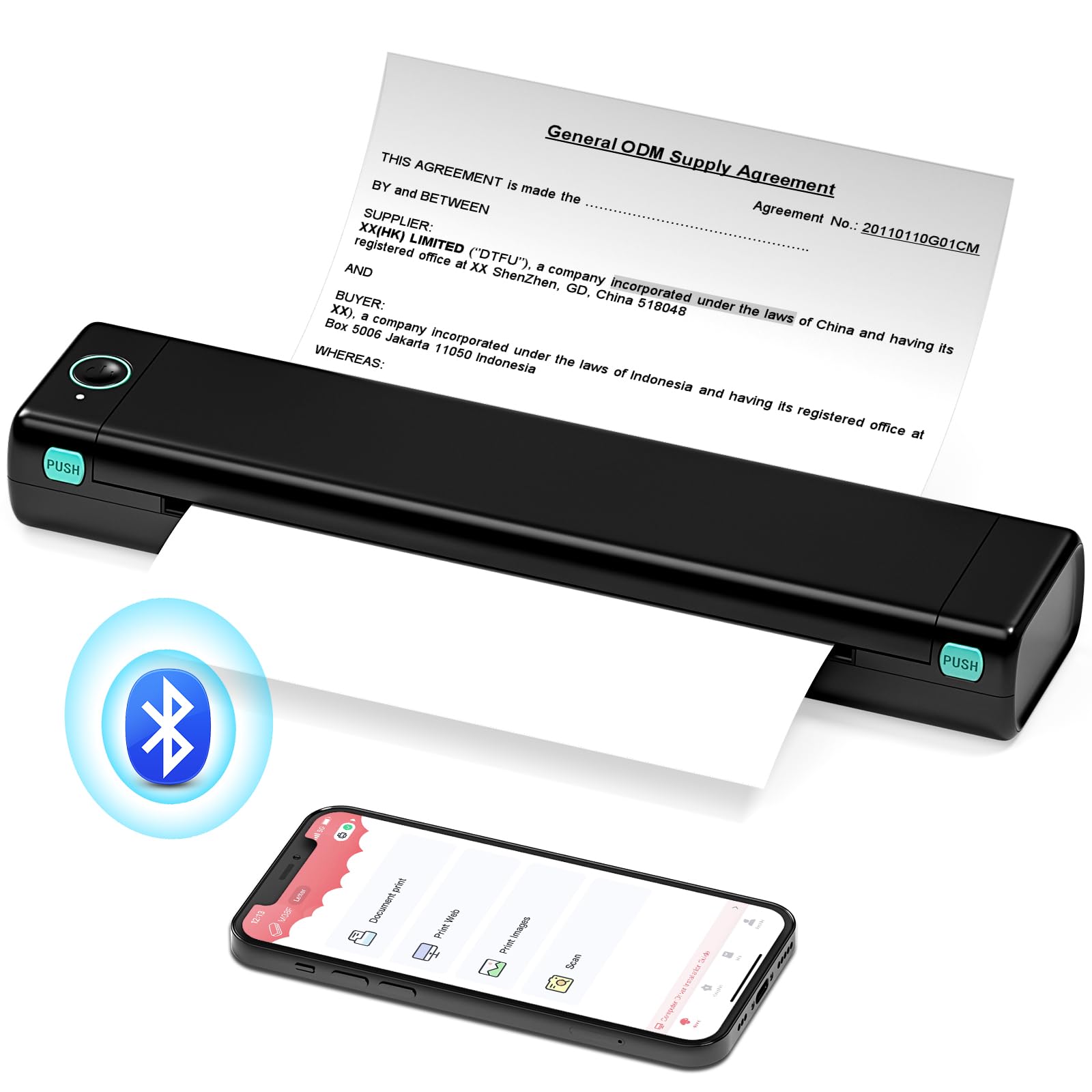 Ponek M08F Wireless Portable Inkless Printer - Bluetooth Thermal Printer for Travel, Office & Home, Supports 8.5
