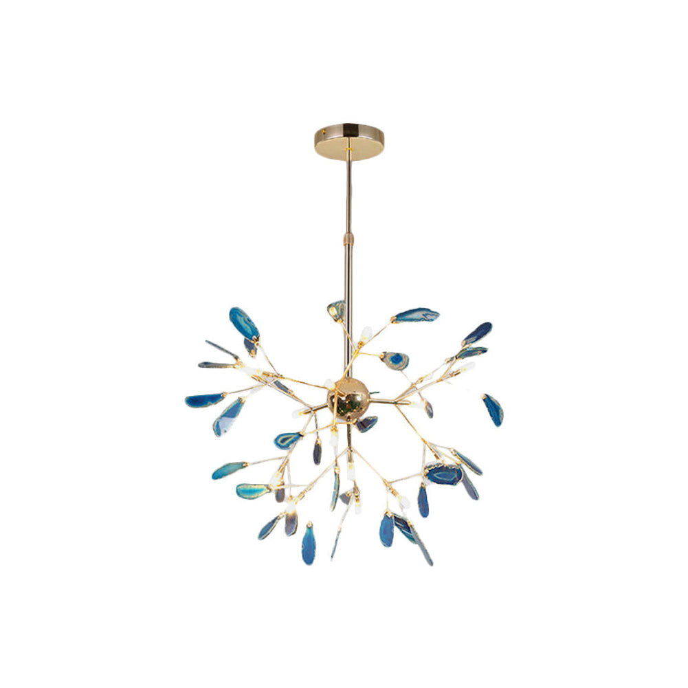 Agate Flake Chandelier - Elegant Natural Stone Crystal Ceiling Light Fixture for Dining Room, Living Room, Bedroom Decor | Modern Luxury Home Lighting