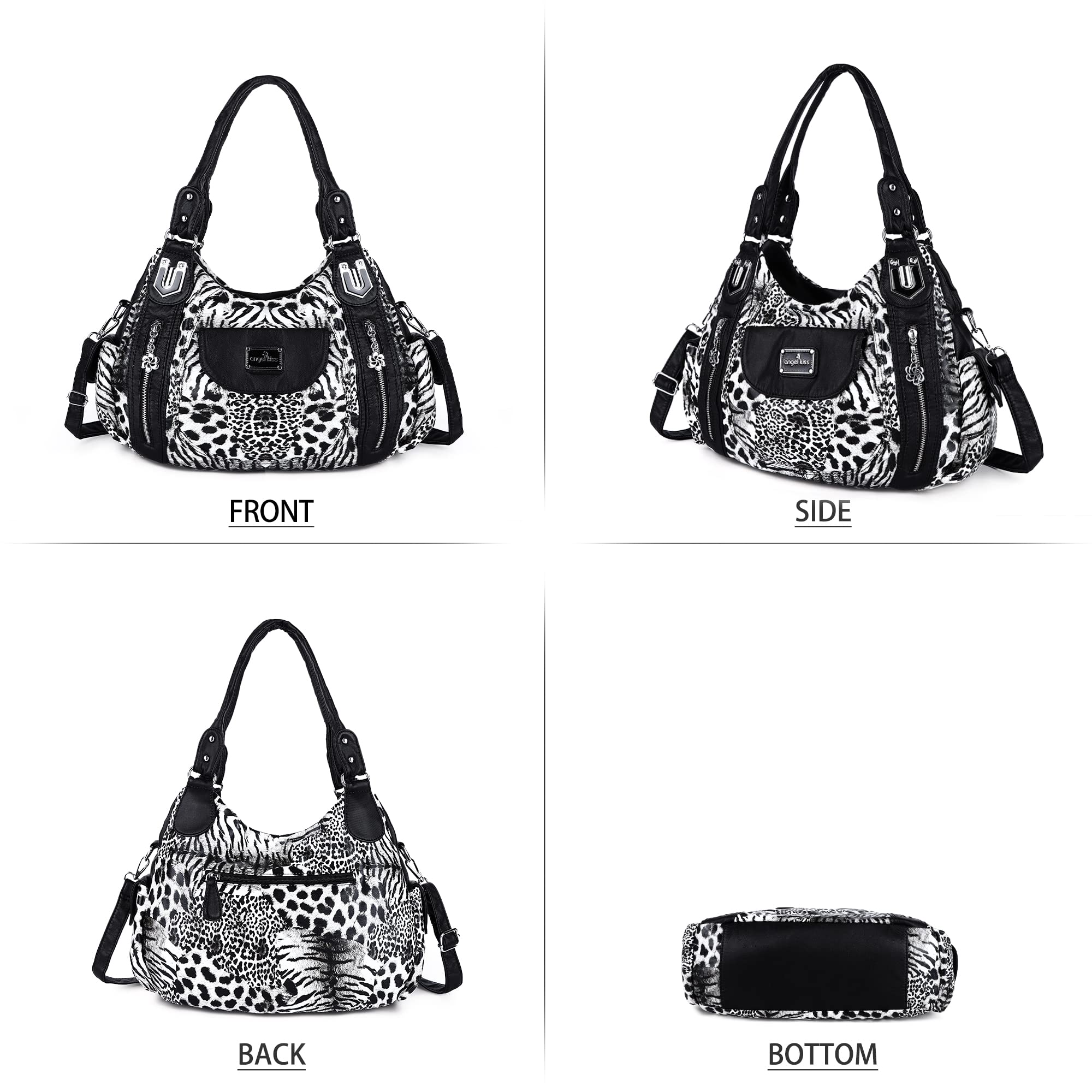 Angel Kiss Women's Large Shoulder Bag - Faux Leather Hobo Tote Purse with Multiple Pockets, Stylish Satchel for Work, Travel & Everyday Use