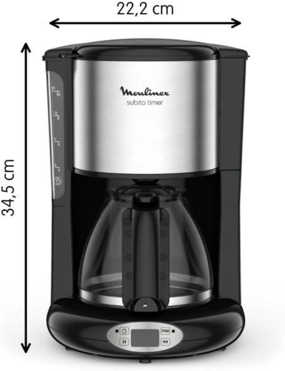 Moulinex Subito FG362810 Programmable Coffee Maker with Timer - Stainless Steel/Black - Perfect for Home, Office & Kitchen Use