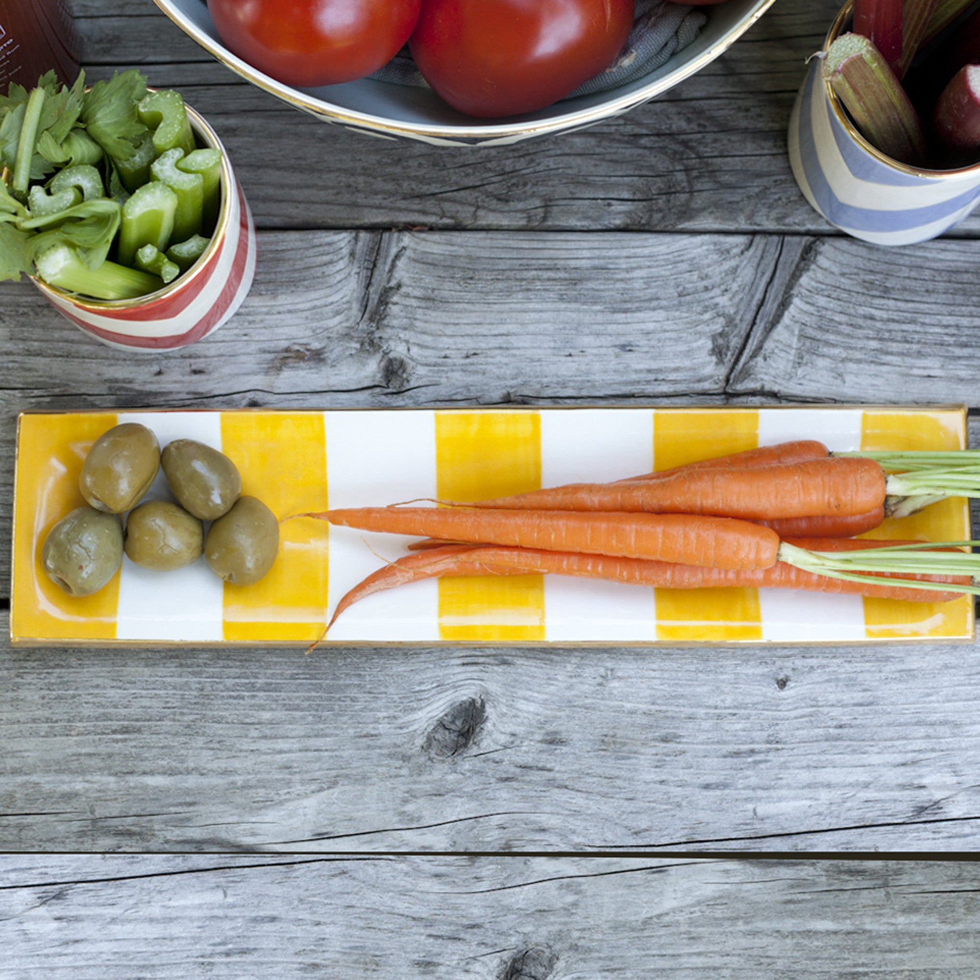 Stylish Canopy Stripe Ritz Tray - Elegant Serving Tray for Dining, Kitchen, and Home Decor | Perfect for Entertaining, Breakfast in Bed, and Party Serving
