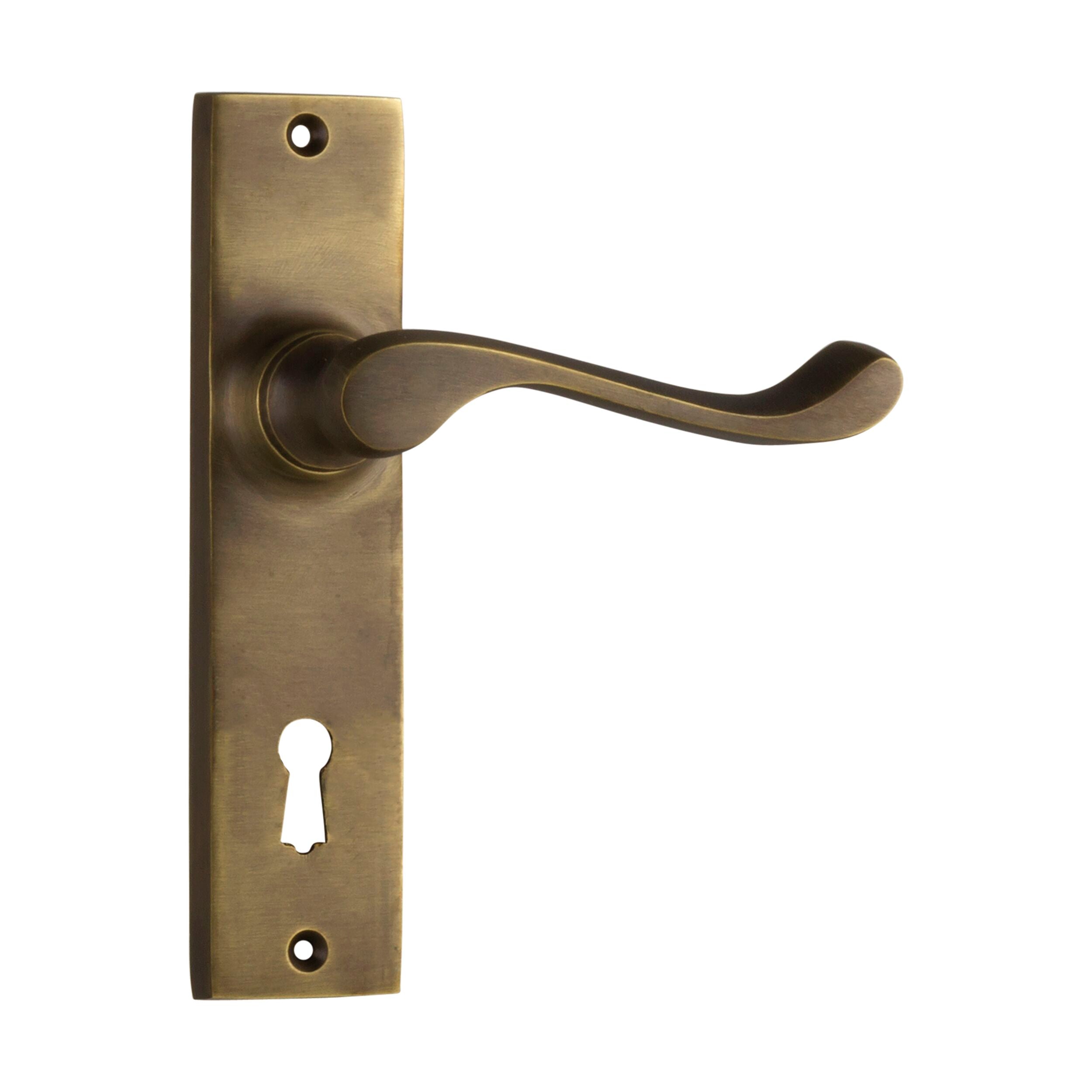 Antique Brass Fremantle Door Lever Lock Set - 2 Pack (H150xW35xP50mm) | Durable & Stylish Entry Door Hardware for Home, Office & Commercial Use