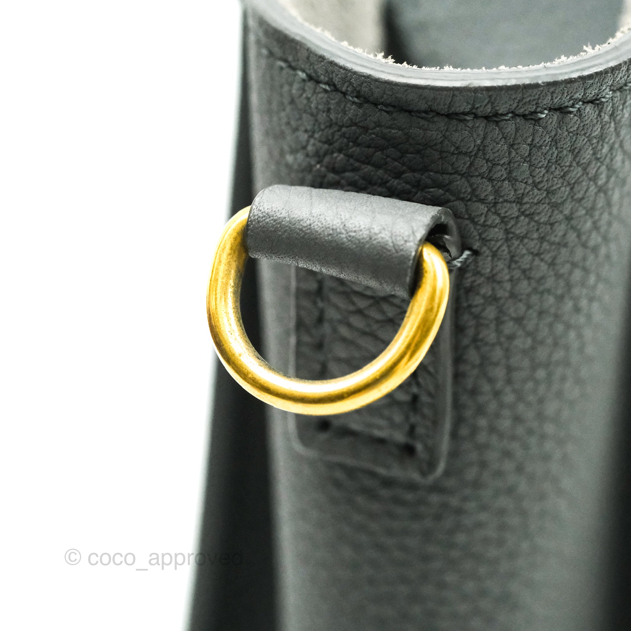 Celine Nano Luggage Bag in Grey Grained Calfskin with Gold Hardware - Perfect for Work, Travel & Everyday Luxury