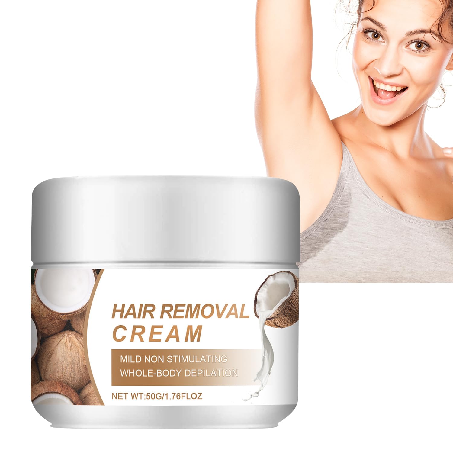 Painless Hair Removal Cream for Women - 2.02 fl oz Gentle Depilatory Lotion for Legs, Arms & Underarms | Smooth Skin Butter | Hypoallergenic Hair Removal Gel | Perfect for Shower, Beach & Special Occasions (B-1.76Oz)