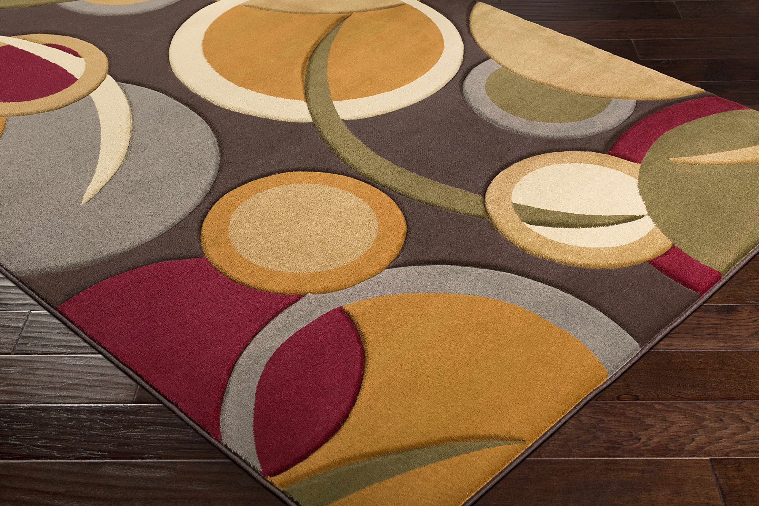 Hauteloom Hagerman Modern Area Rug for Living Room & Bedroom - Contemporary Gray, Dark Red, Dark Brown - 7'10