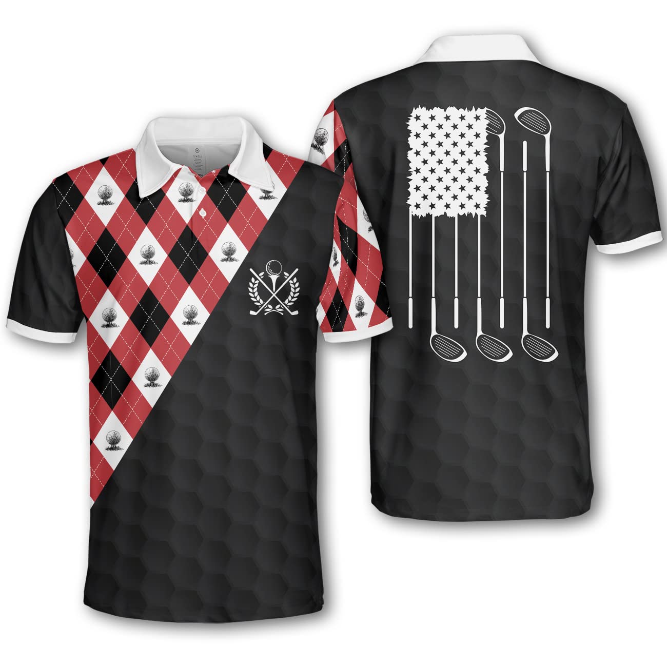 Pologen Men's Argyle Golf Shirt - Moisture Wicking Dry Fit Polo for Golfers - Funny & Crazy Golf Apparel for Men - Perfect for Golf Courses & Casual Wear