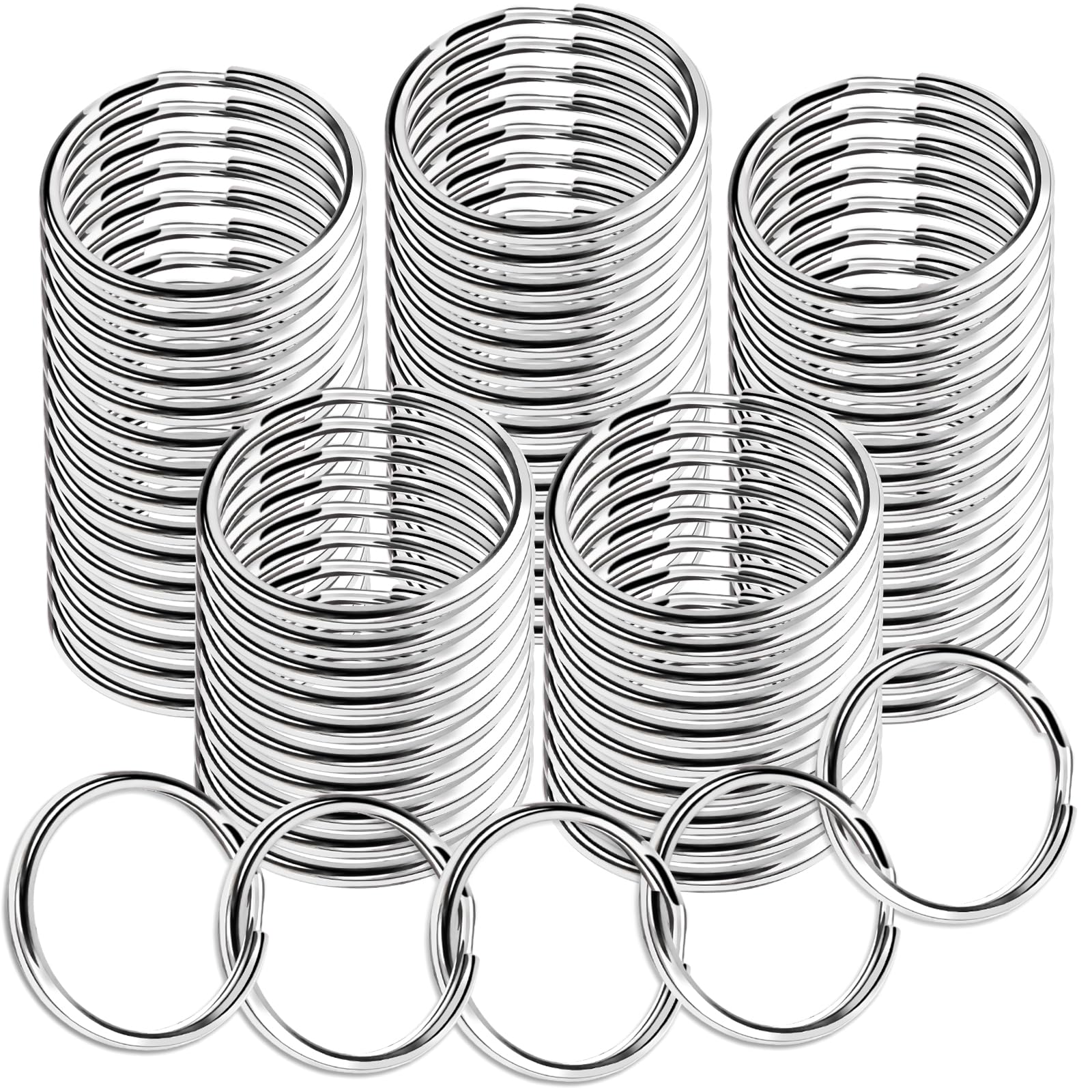 Teenitor 60pcs 1 Inch Split Key Rings Bulk - Durable Keychain Rings for Crafts, DIY, Home & Car Keys - Perfect for Organizing Keys, Gift Tags & Jewelry Making