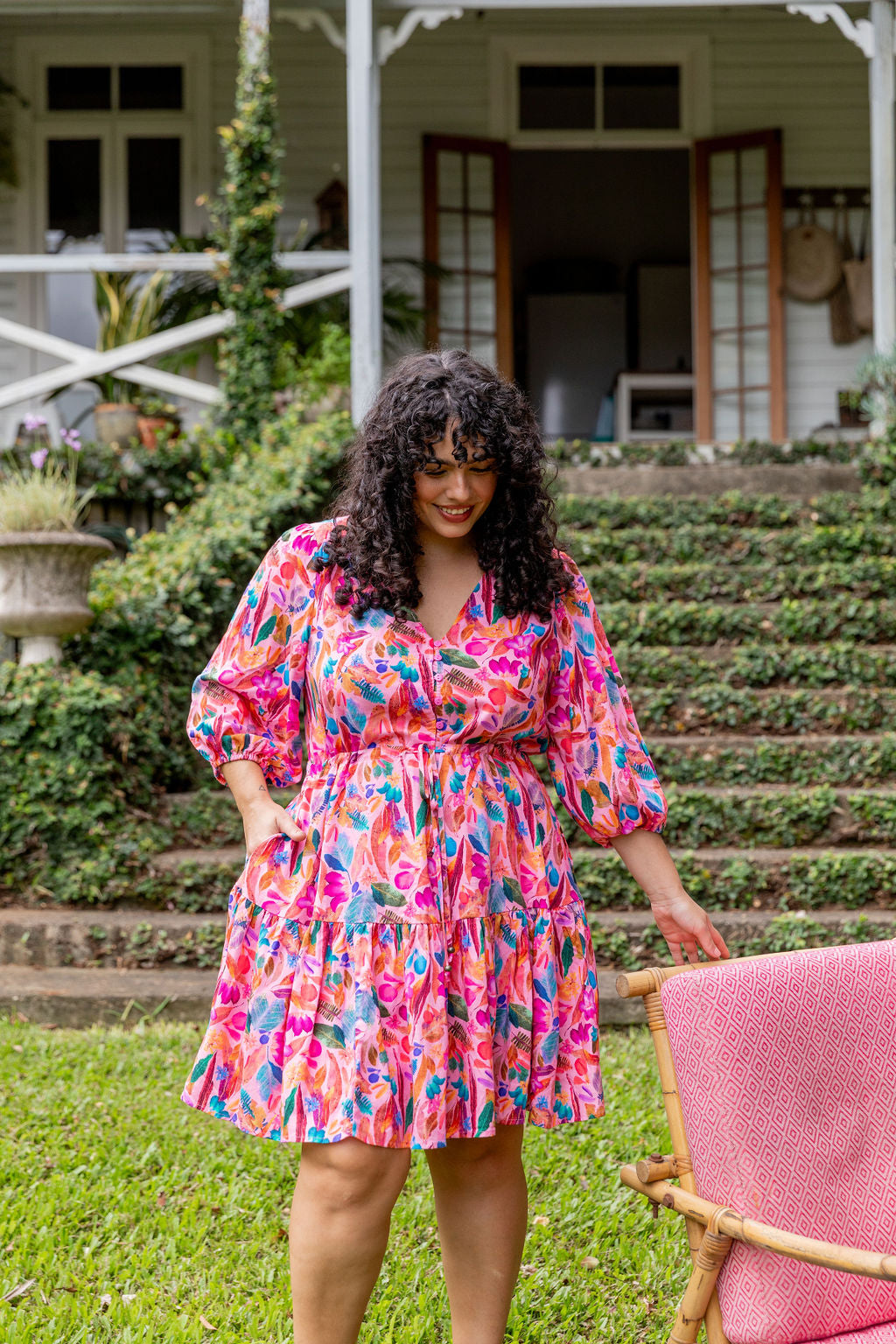 Kasey Rainbow Backyard Treasures Ziggy Dress - Floral Print Bohemian Maxi Dress for Women | Perfect for Beach Vacations, Summer Parties & Boho Fashion