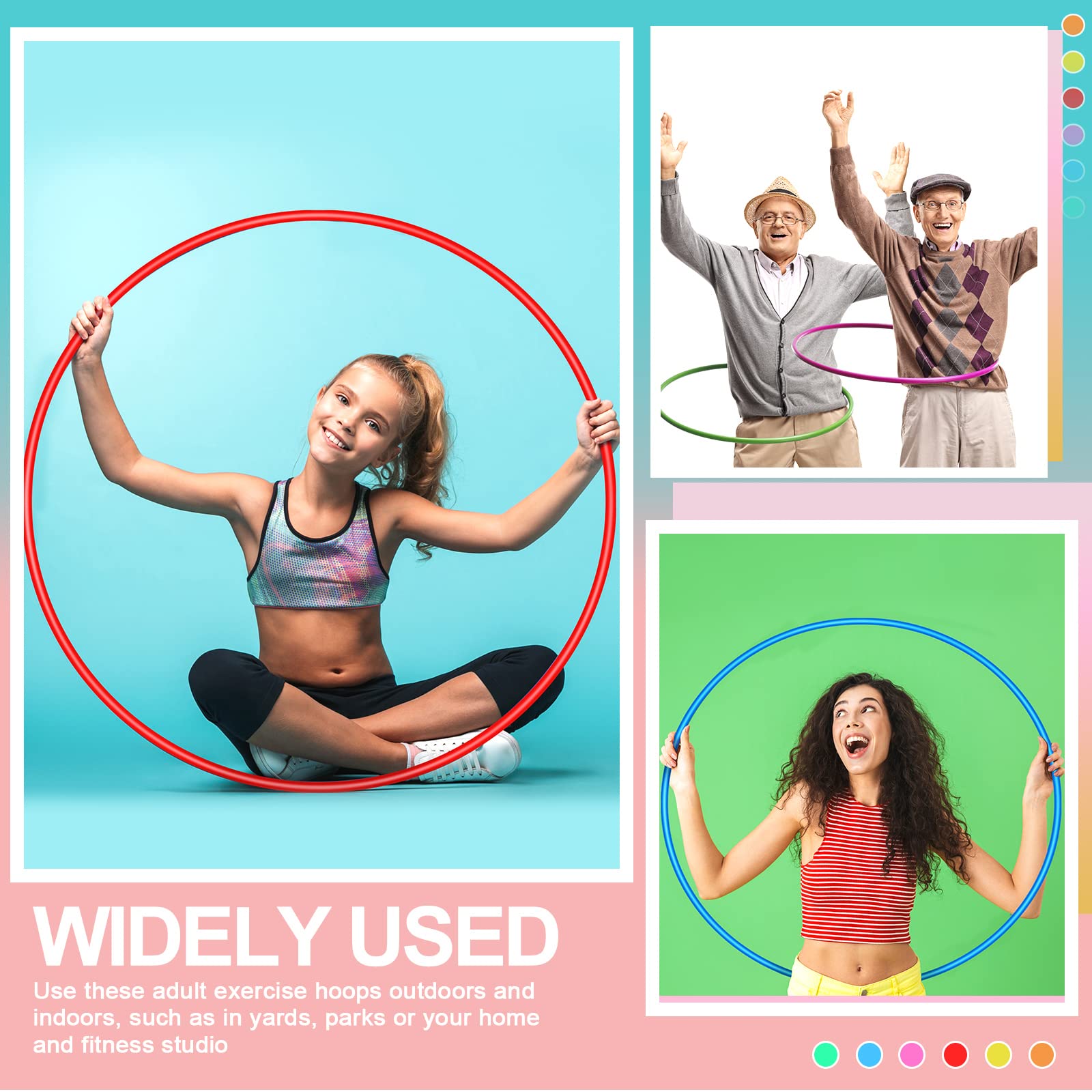 Kathfly Plastic Hula Hoops for Kids & Adults - Bulk Exercise Hoops for PE, Sports, Playground, Fitness, Gymnastics & Party Games - Perfect for School Activities, Outdoor Play & Family Fun