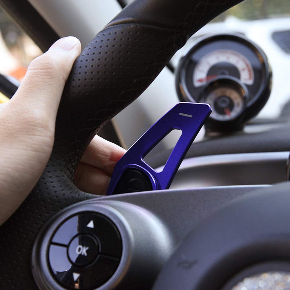 Premium Metal Alloy Steering Wheel Paddle Shifter Extension Kit - Compatible with Mercedes-Benz Smart Fortwo 451 (2009-2017) & Forfour 453 (2015-2017) - Blue Shift Paddle Blade Replacement & Decorative Upgrade for Enhanced Driving Experience - Perfect for Racing Enthusiasts & Custom Car Modifications