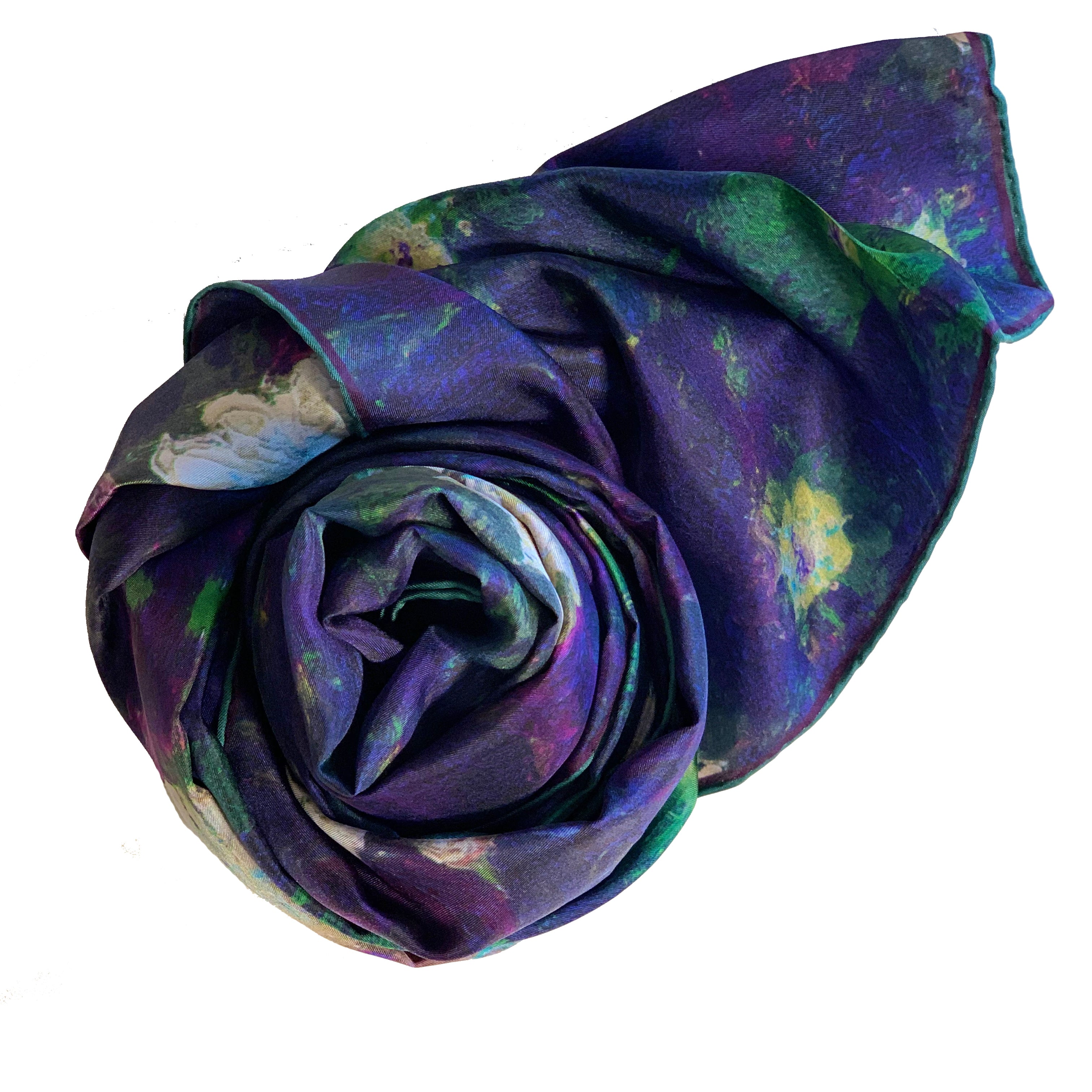 Elegant Lily Abstract Print Long Silk Scarf - Lightweight Luxury Fashion Accessory for Women, Perfect for Office, Evening Events & Travel