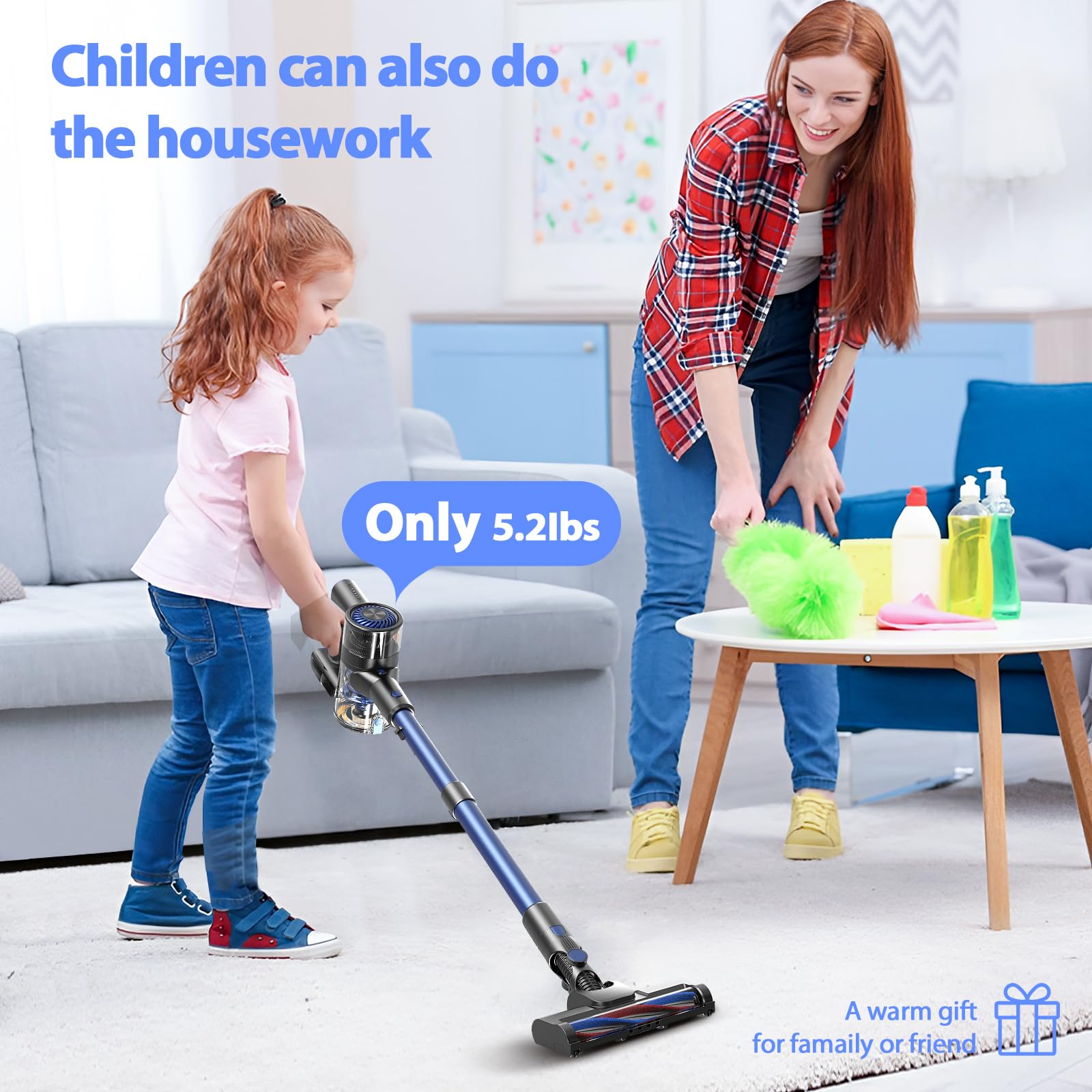 Powerful Cordless Vacuum Cleaner with 80000 RPM Brushless Motor & 2600mAh Battery - 40 Min Runtime for Hardwood Floors, Carpets, Pet Hair - Lightweight Stick Vac for Home Cleaning, Quick Pickup, Car Detailing