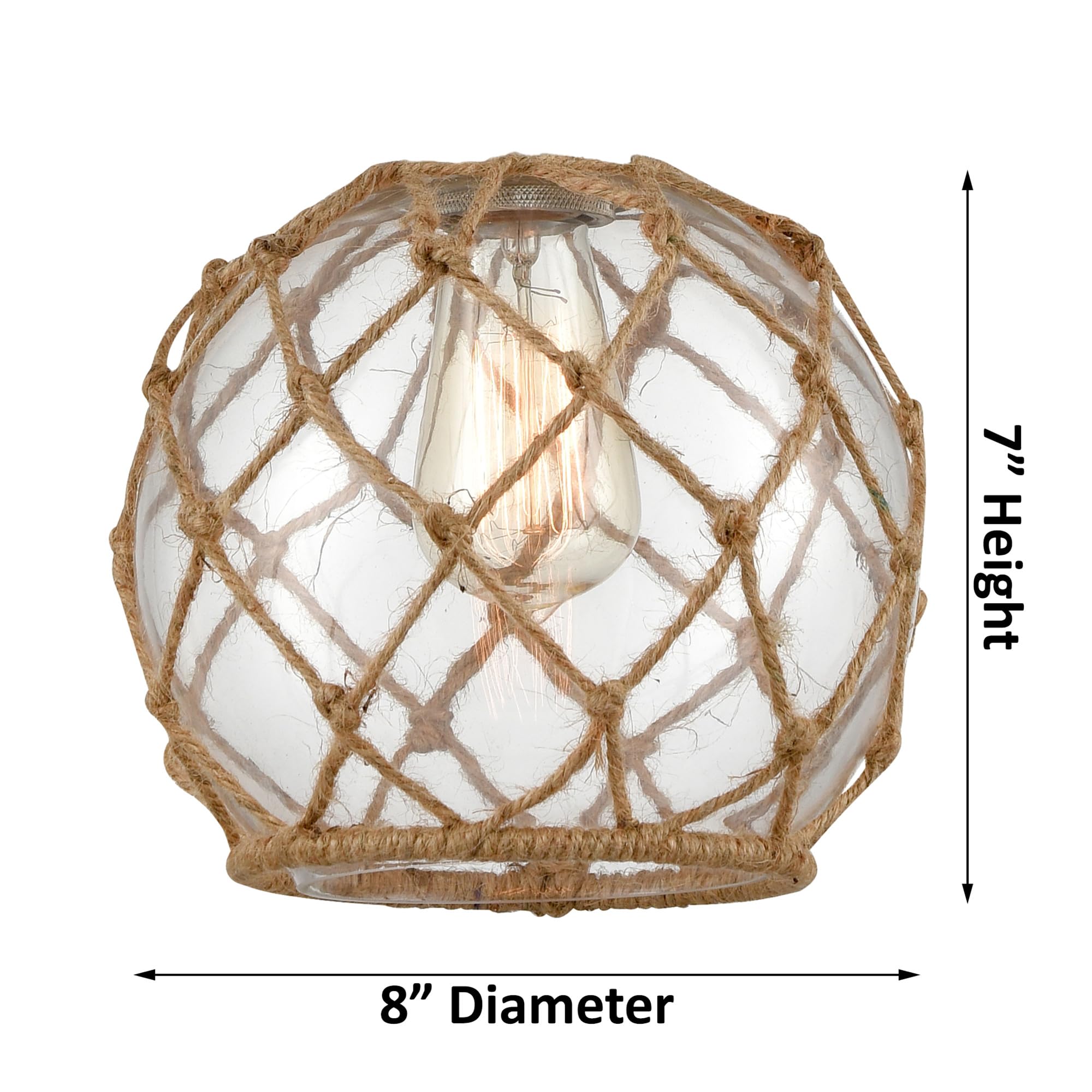 Farmhouse Rope 1 Light Semi-Flush Mount Ceiling Light - Brushed Brass Finish - Ballston Collection - Rustic Home Decor for Kitchen, Dining Room or Bedroom Lighting