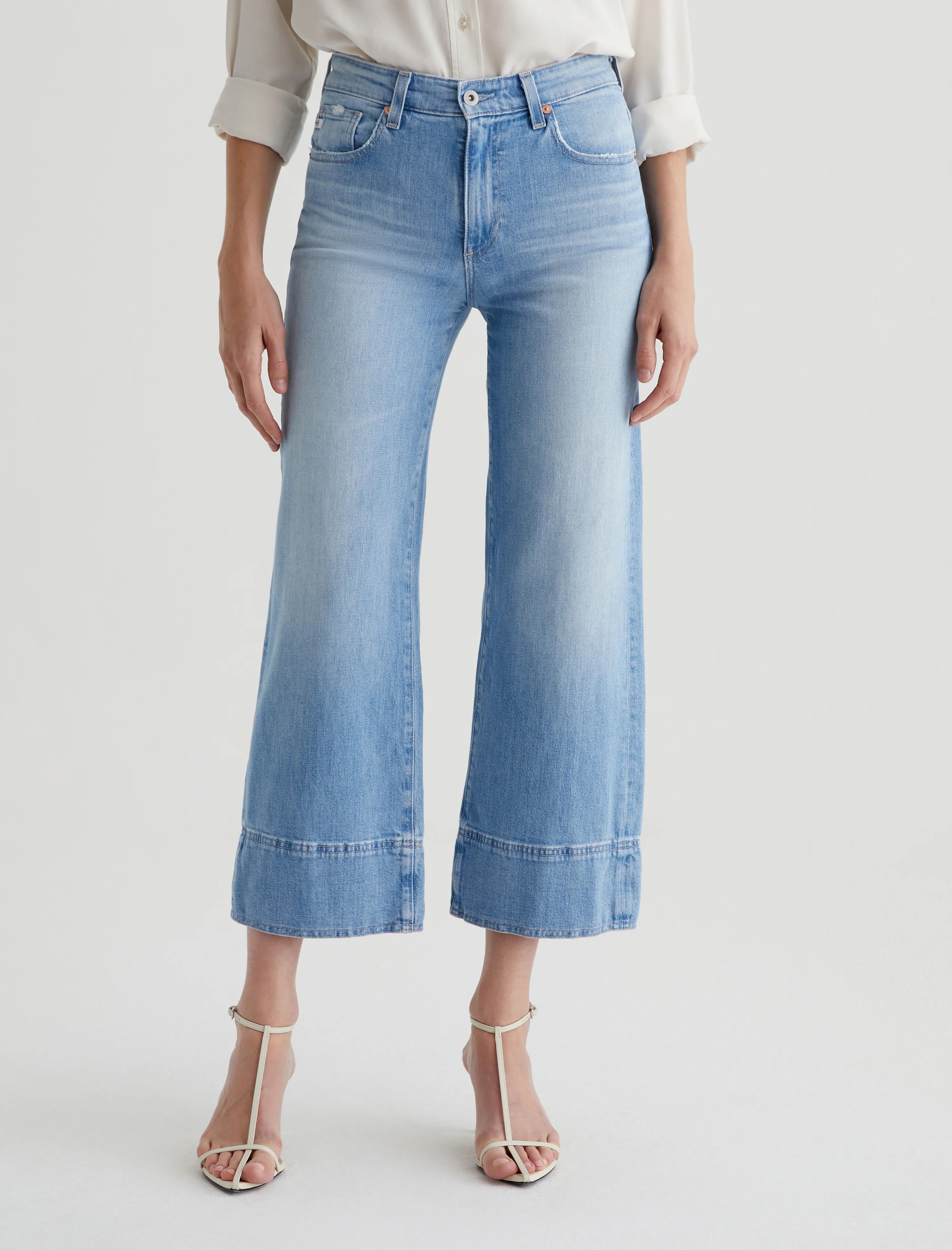 AG Jeans Saige Wide Leg Crop Jeans for Women - High Waist Distressed Denim Pants for Casual & Streetwear Outfits