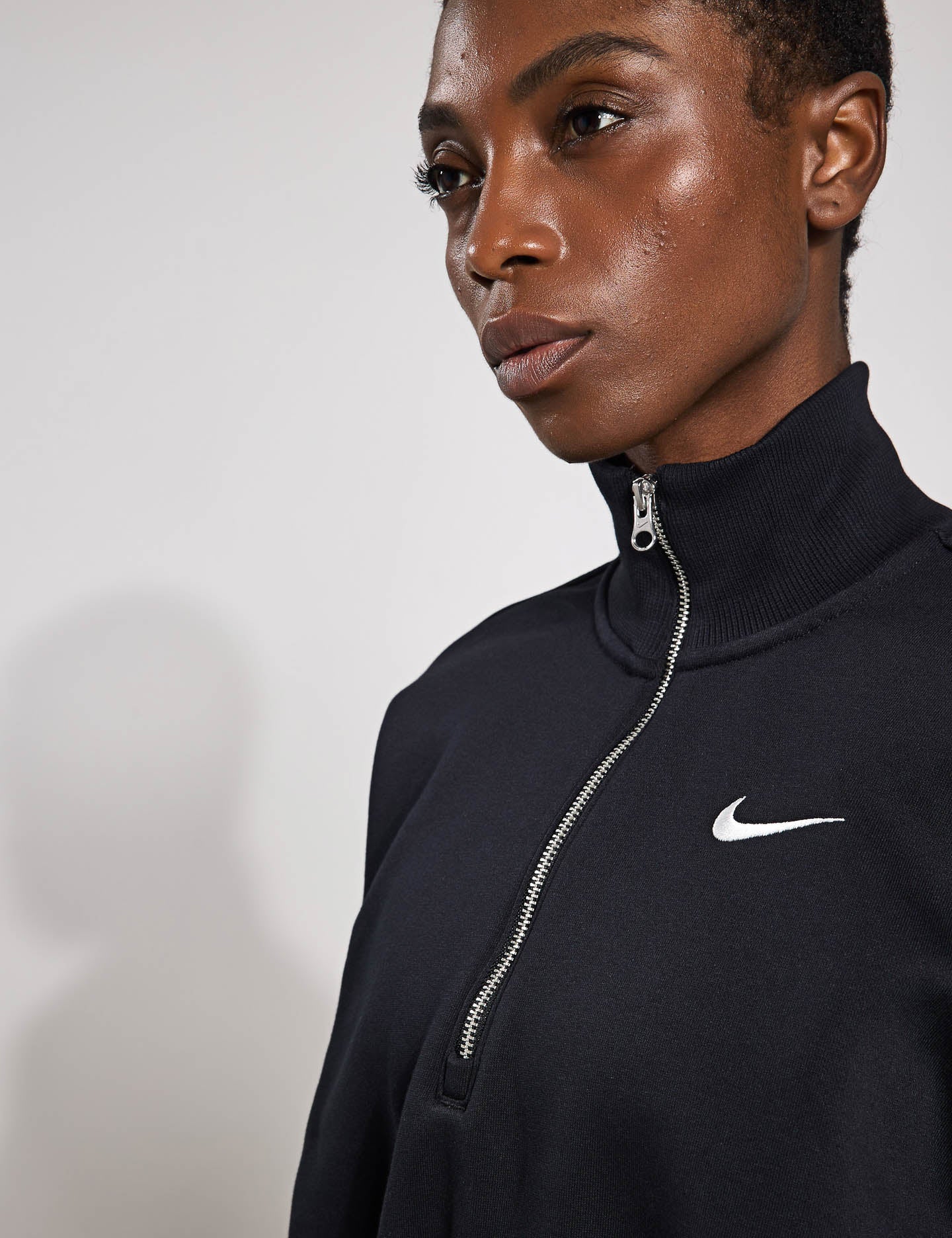 Phoenix Fleece Cropped Sweatshirt for Women - Black/Sail - Soft Athletic Pullover for Yoga, Running & Casual Wear