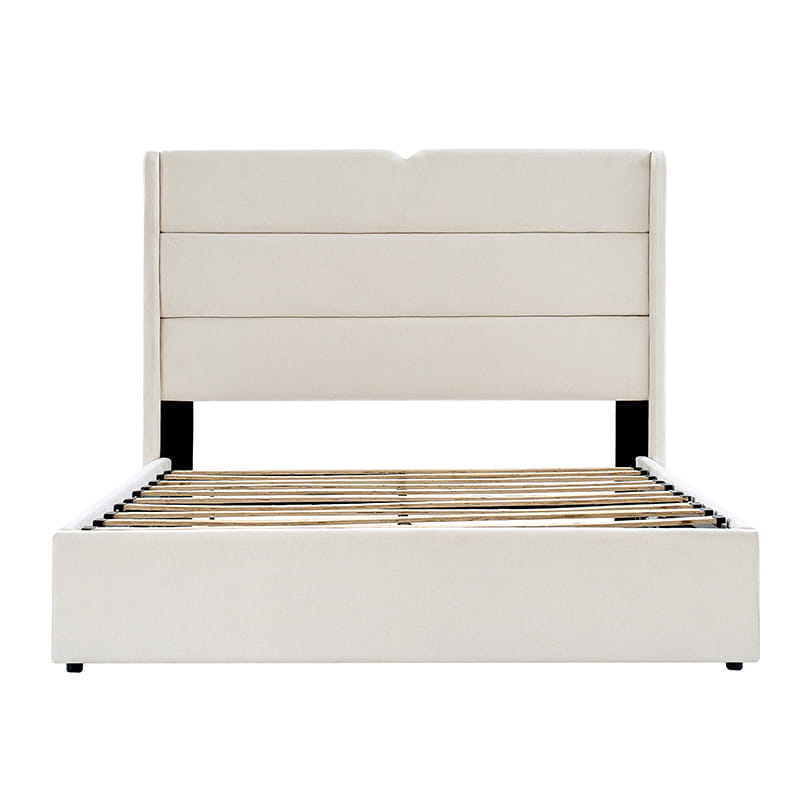 Rudolph Lift Up Storage Upholstered Platform Bed Frame with Hydraulic System - Queen Size Bed with Underbed Storage for Small Spaces, Bedroom Furniture for Modern Homes