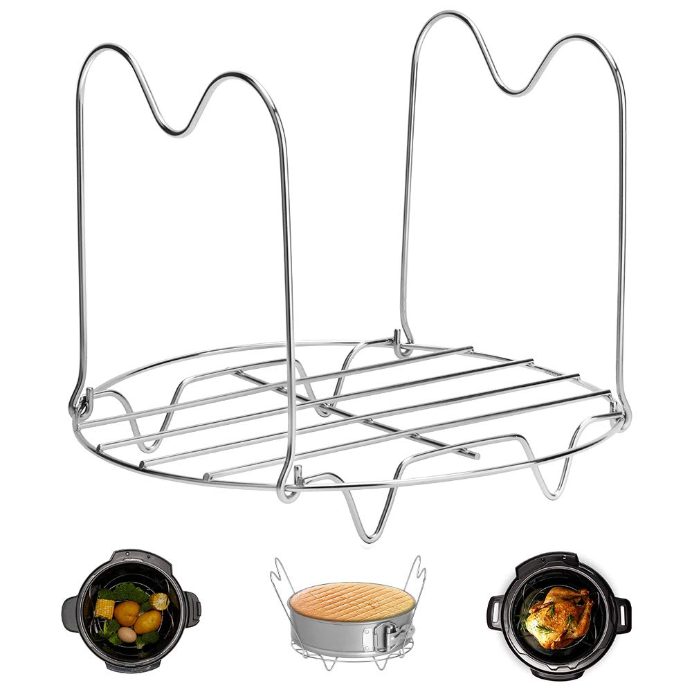 Instant Pot Steamer Rack Trivet with Handles - Compatible with 6 Qt & 8 Quart Pressure Cookers - Stainless Steel Wire Steam Rack for Lifting Meats & Vegetables - Perfect for Meal Prep, Canning, and Healthy Cooking