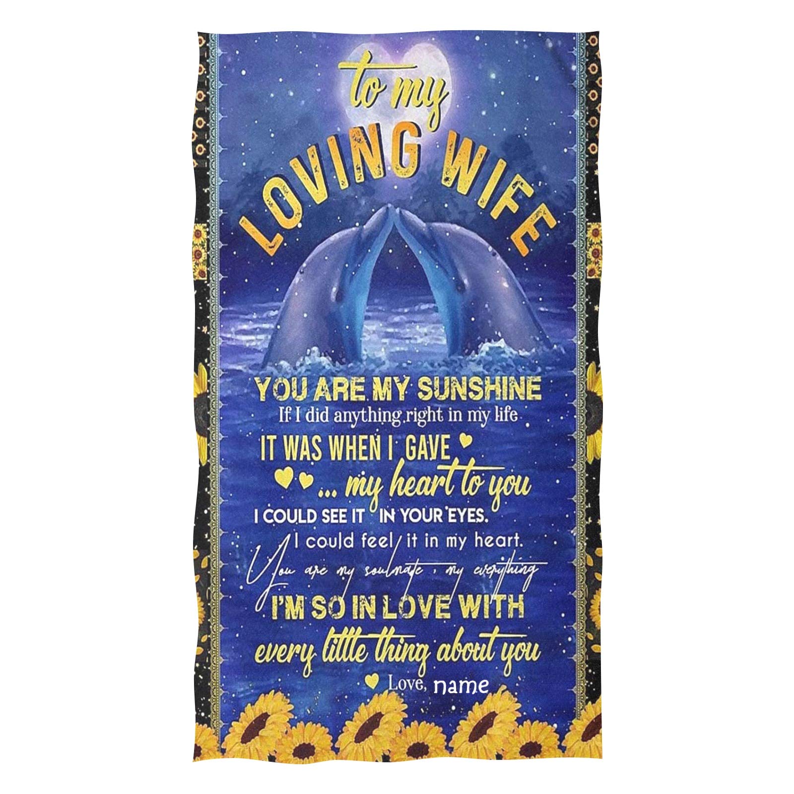 **Personalized Hand Towels for Wife - Soft Absorbent Microfiber Bath Towels with Name - Quick Dry Multipurpose Towel for Bathroom, Hotel, Gym, Spa & Kitchen (16x28 Inch) - Perfect for Gifts, Home & Travel Use**
