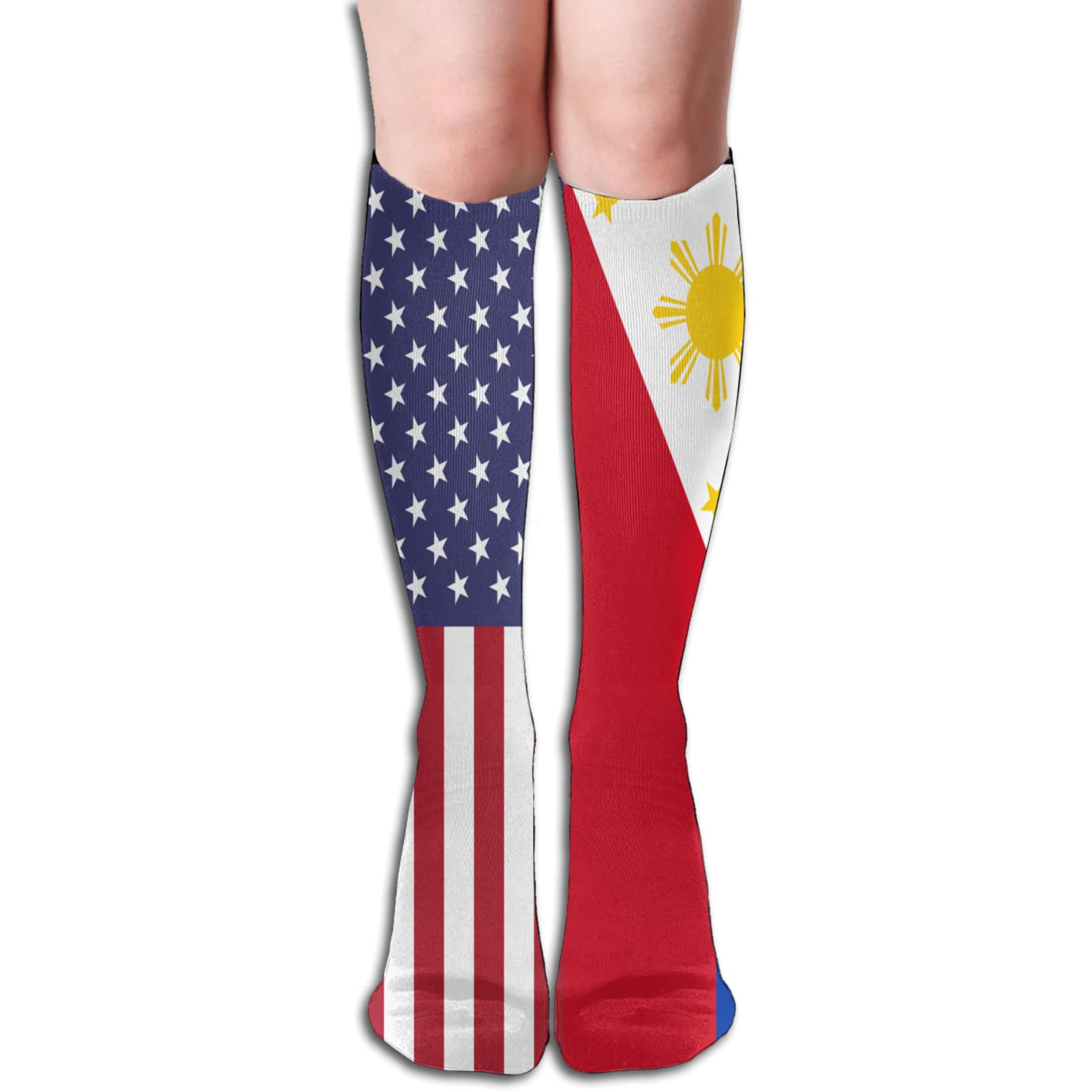 US Philippines Flag Knee High Socks for Women - Athletic & Casual Wear