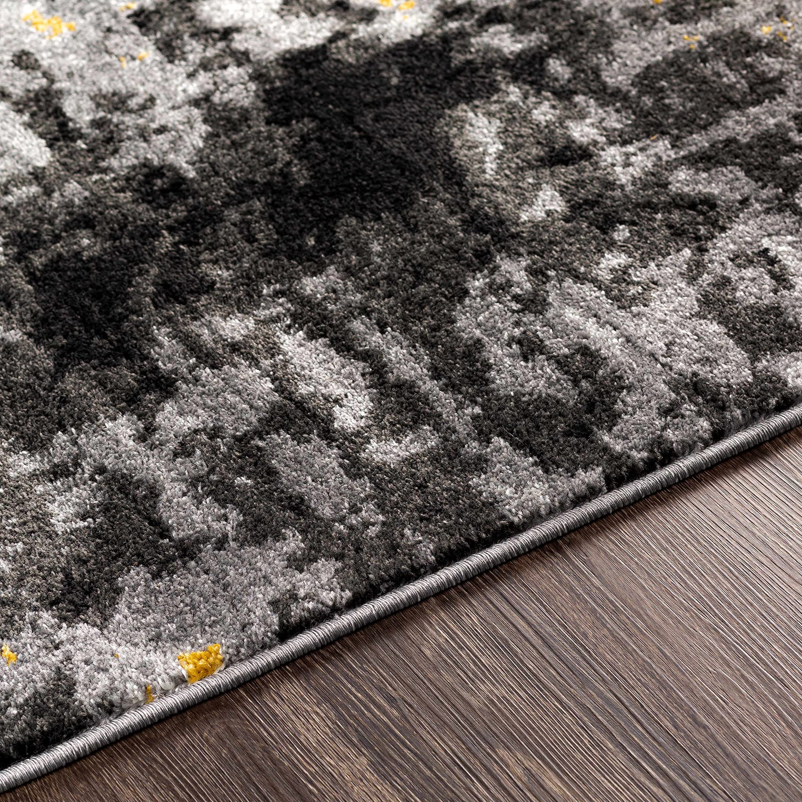Hauteloom Modern Area Rug for Living Room & Bedroom - Soft Gray, Black, Beige - 2' x 2'11