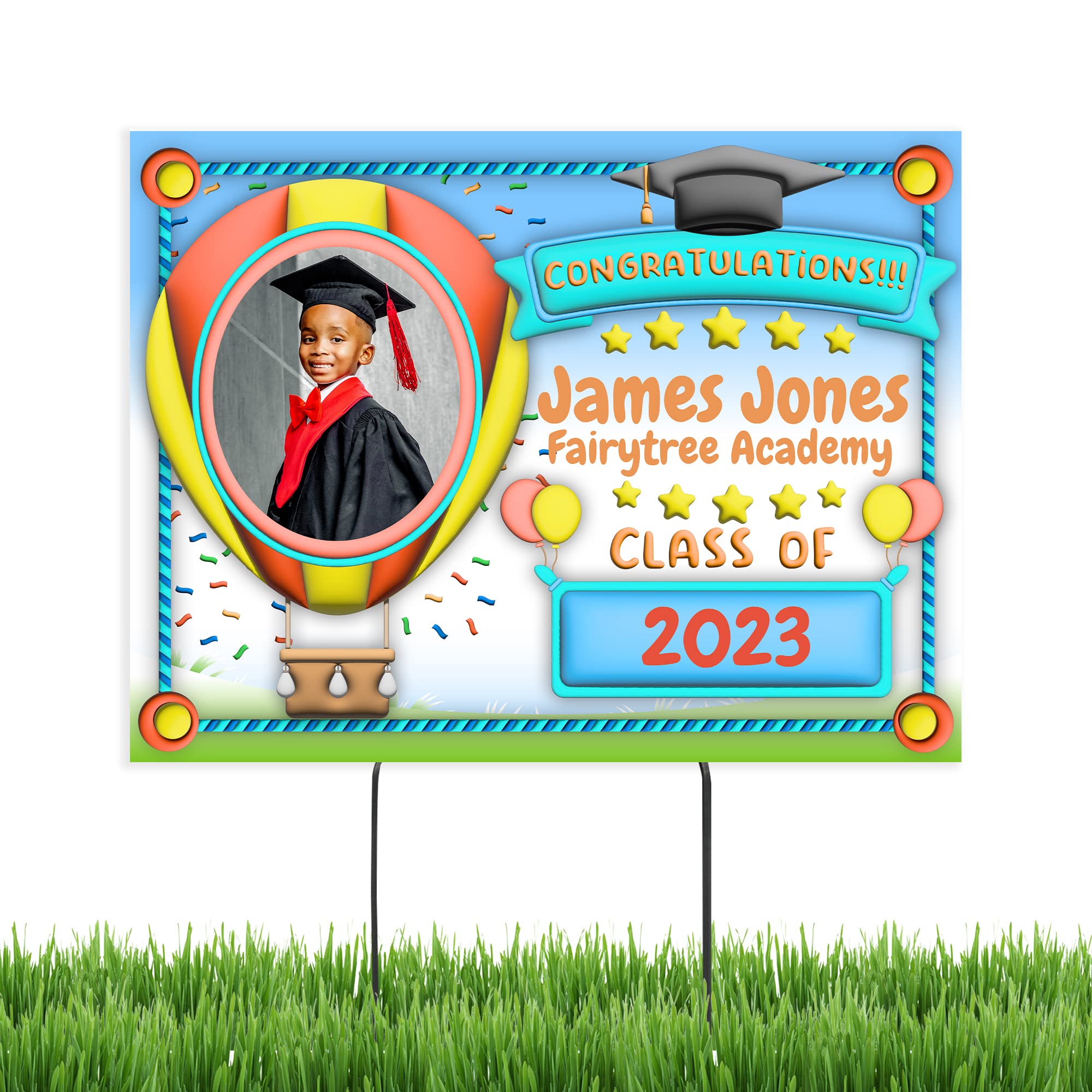 24x18 Personalized Graduation Yard Sign with Metal Stakes - Custom Graduation Gift for High School, College, Middle & Elementary School - Class of 2023 Congratulations - Perfect for Outdoor Lawn Decor & Graduation Party Decorations (Design 18)