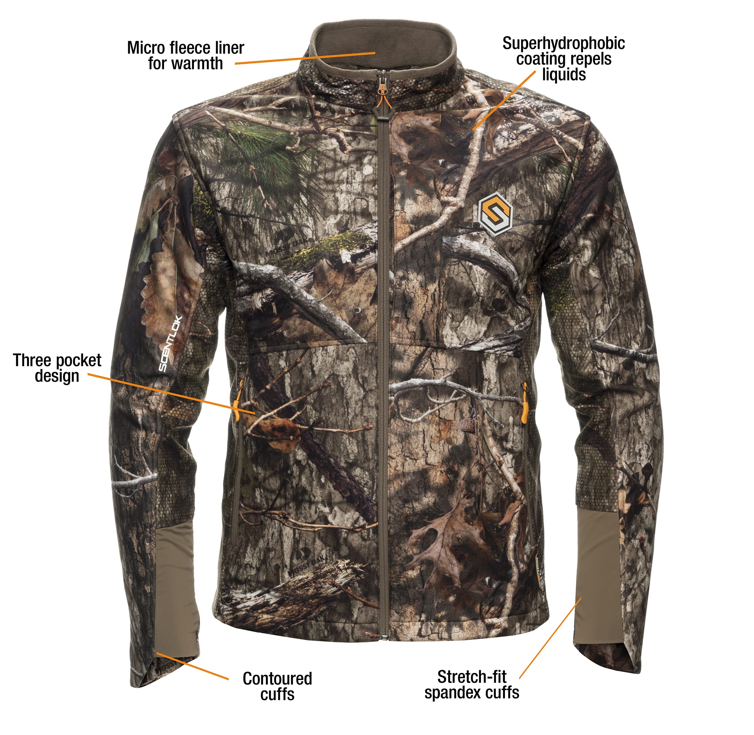 ScentLok Forefront Midweight Water Repellent Camouflage Hunting Jacket for Men - Warm Windproof Outdoor Gear for Deer Hunting & Wilderness Adventures