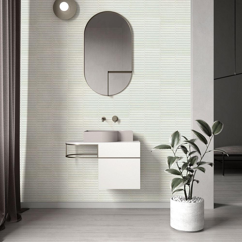 Premium 20x145mm Glossy Bamboo Cream Kit Kat Tile - Perfect for Kitchen Backsplash, Bathroom Walls & Modern Interior Design