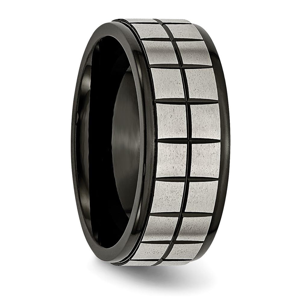 Diamond2Deal Titanium 9mm Black Plated Wedding Band Ring for Men - Durable Comfort Fit Wedding Ring for Groom, Engagement, Anniversary & Special Occasions
