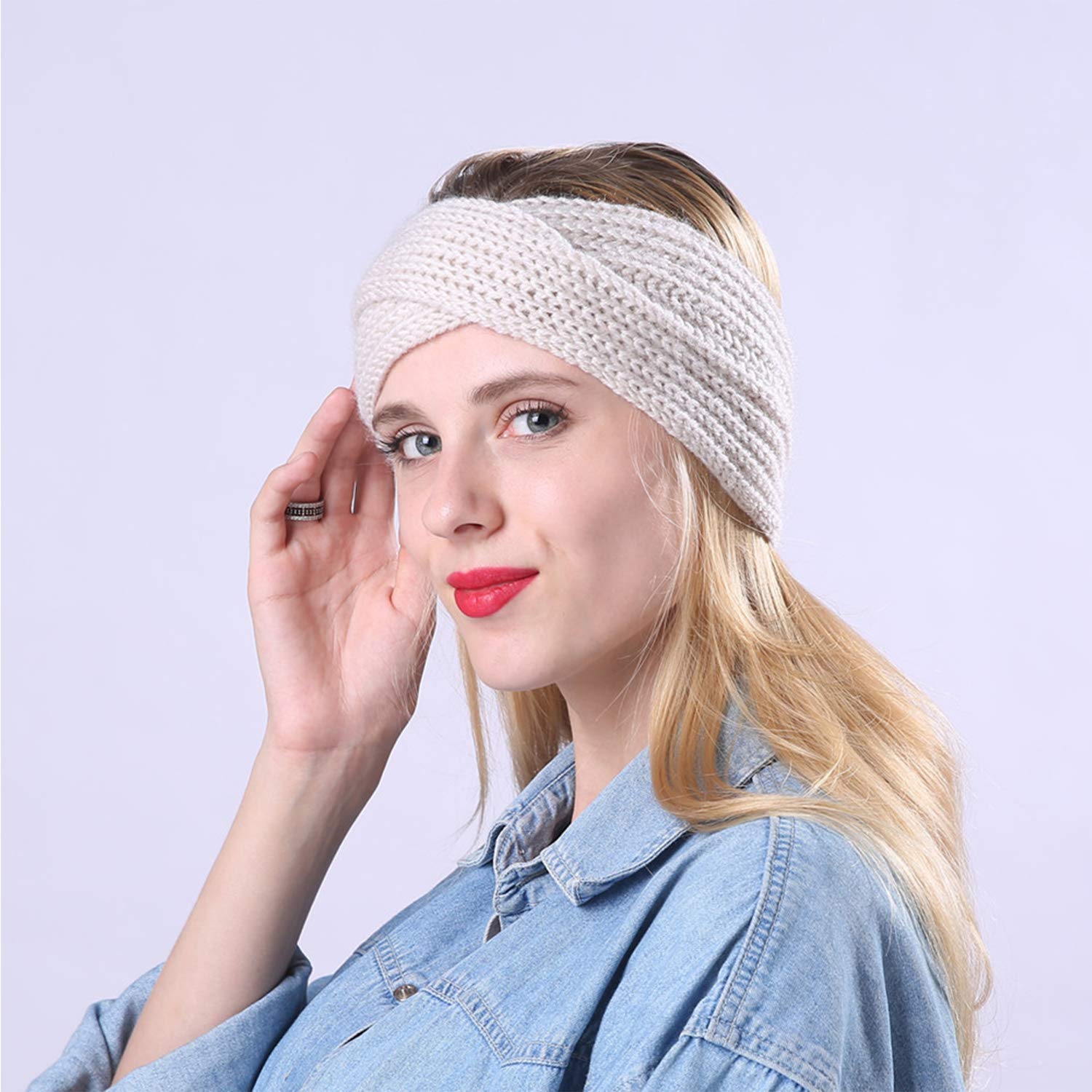 DRESHOW Women's Knit Crochet Headband - Soft Stretchy Ear Warmer & Turban Style Winter Head Wrap - Perfect for Cold Weather, Outdoor Activities & Fashion Accessories