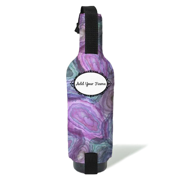 Personalized Wine Bottle Cooler with Adjustable Strap - Blue & Pink Watercolor Design | Perfect for Picnics, Beach Parties & Outdoor Events