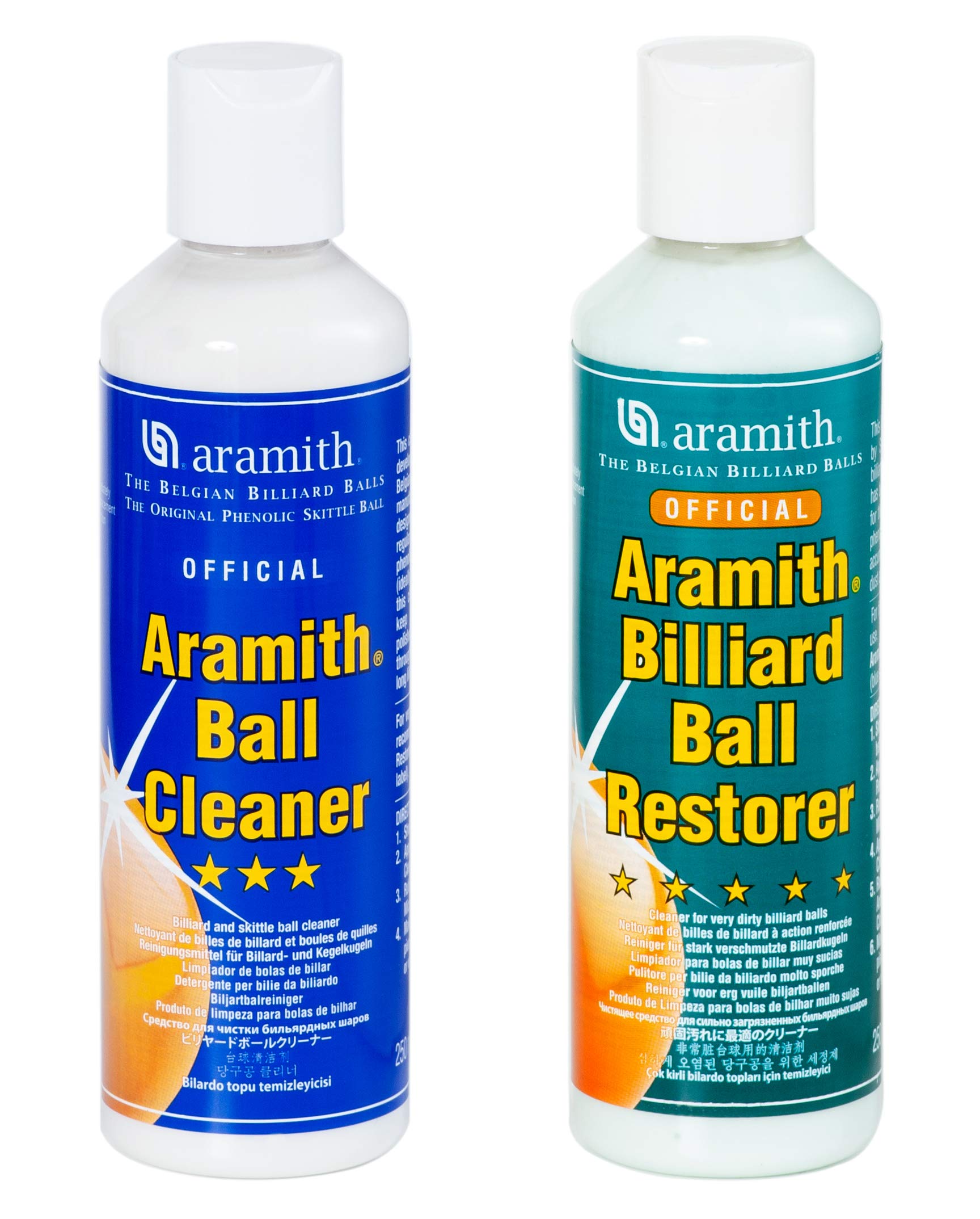 Aramith 2-Pack Billiard Ball Cleaner and Restorer Set - 8.4 fl.oz Bottles Each - Perfect for Pool Table Maintenance & Professional Tournament Use