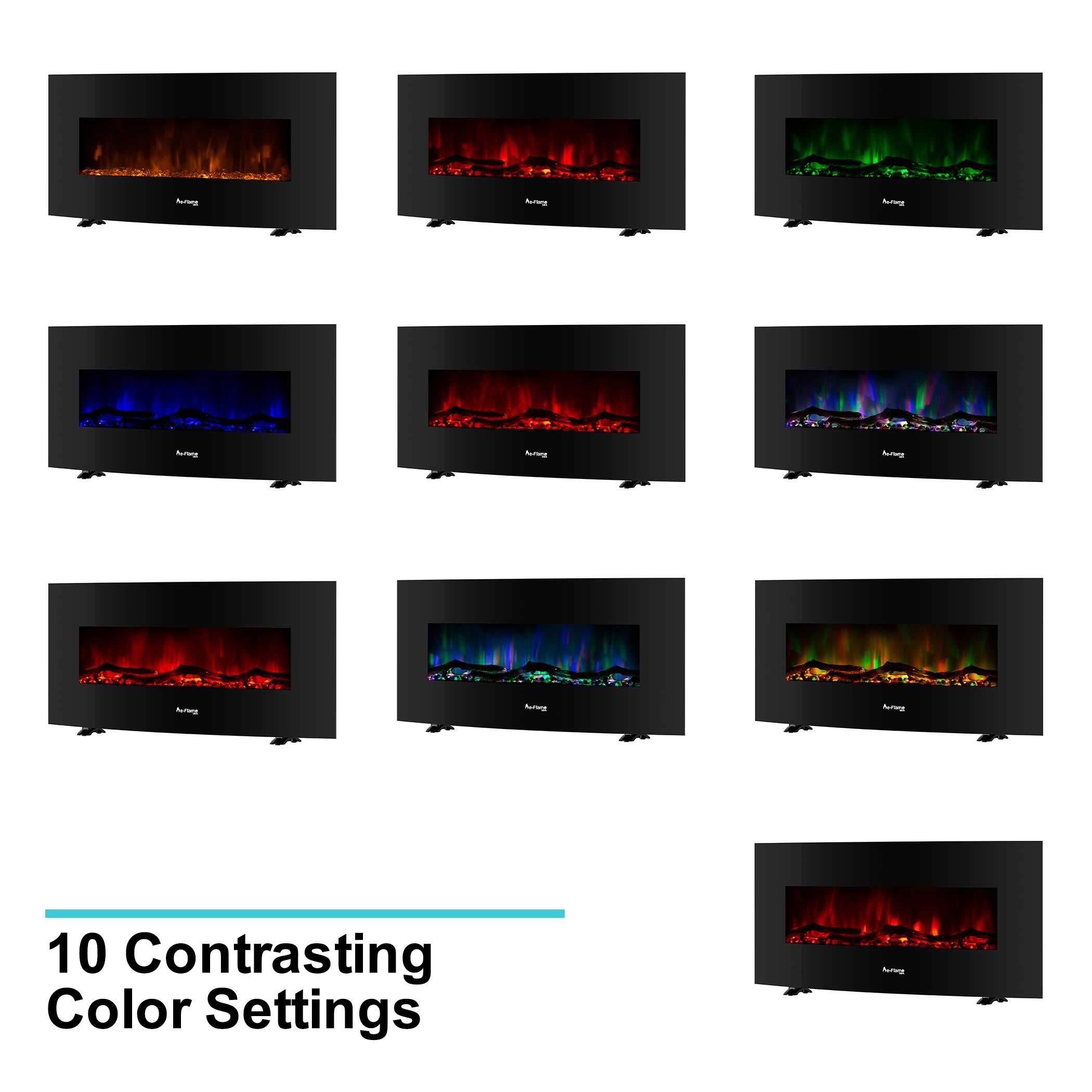 48-inch Sundance LED Electric Fireplace - Wall Mount or Freestanding with Remote Control, Adjustable Flame & Timer - Perfect for Living Room, Bedroom & Office Heating & Ambiance