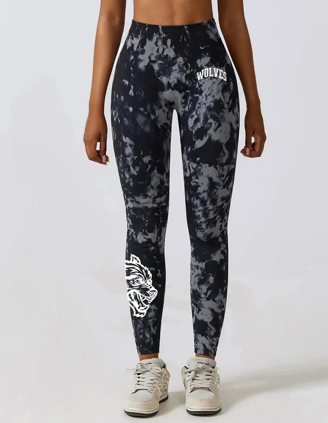 Darc Women's Seamless Gym Leggings - High Waist Elastic Workout Tights for Women, Breathable Summer Yoga Pants with Wolf Print Design - Perfect for Fitness, Running & Lounge Wear