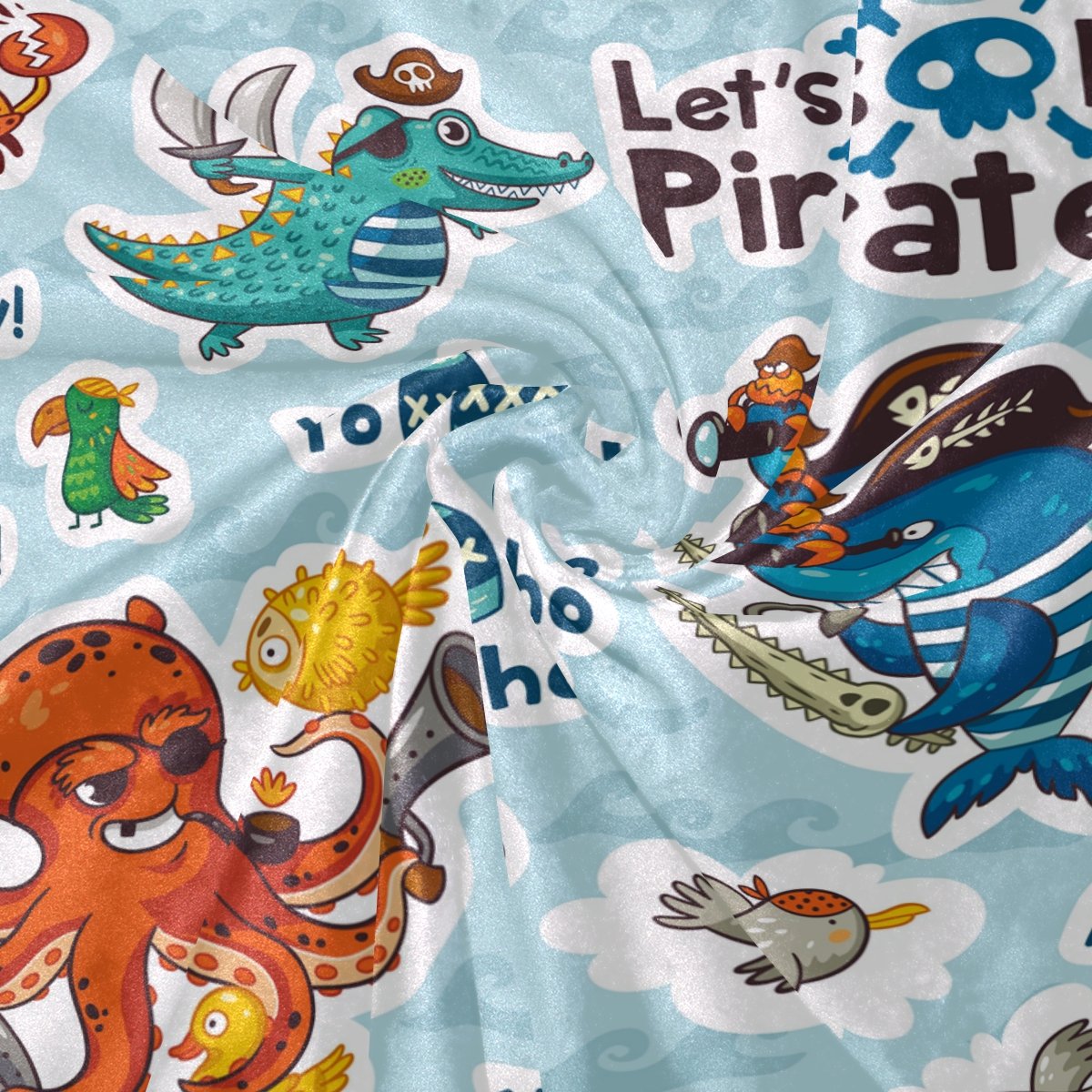 Colorful Underwater Pirates Fleece Blanket - Soft & Cozy 50x60 Inch Flannel Throw for Kids & Adults - Perfect for Bed, Sofa, Couch, Beach Picnics & Movie Nights