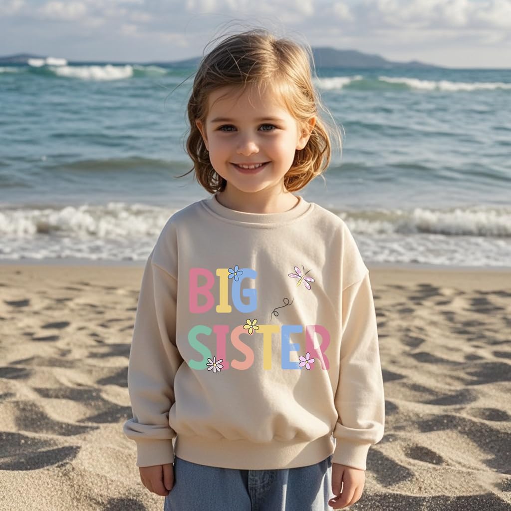 Big Sister Sweatshirt for Toddler Girls - Fall Pullover for Sibling Announcement