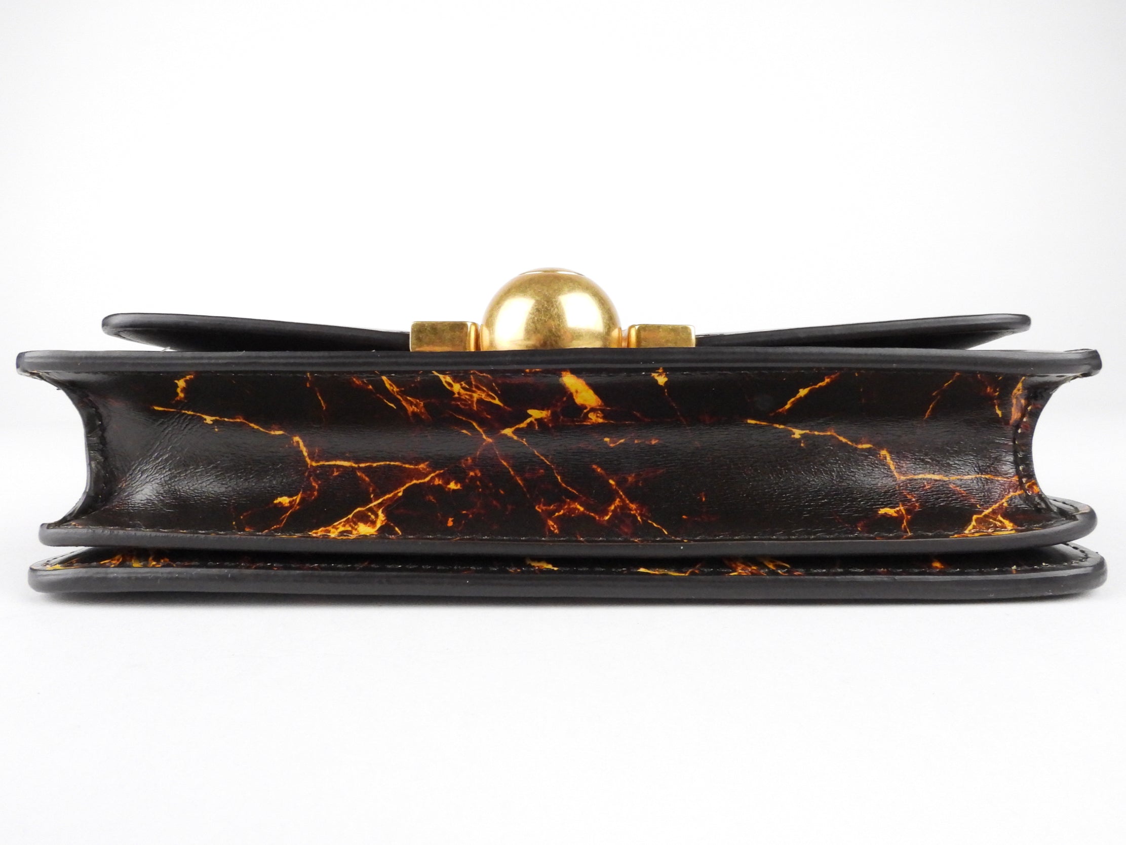 Bottega Veneta Mini BV Classic Brown Marble Print Leather Flap Crossbody Bag for Women | Luxury Designer Handbag for Date Night, Parties & Everyday Use