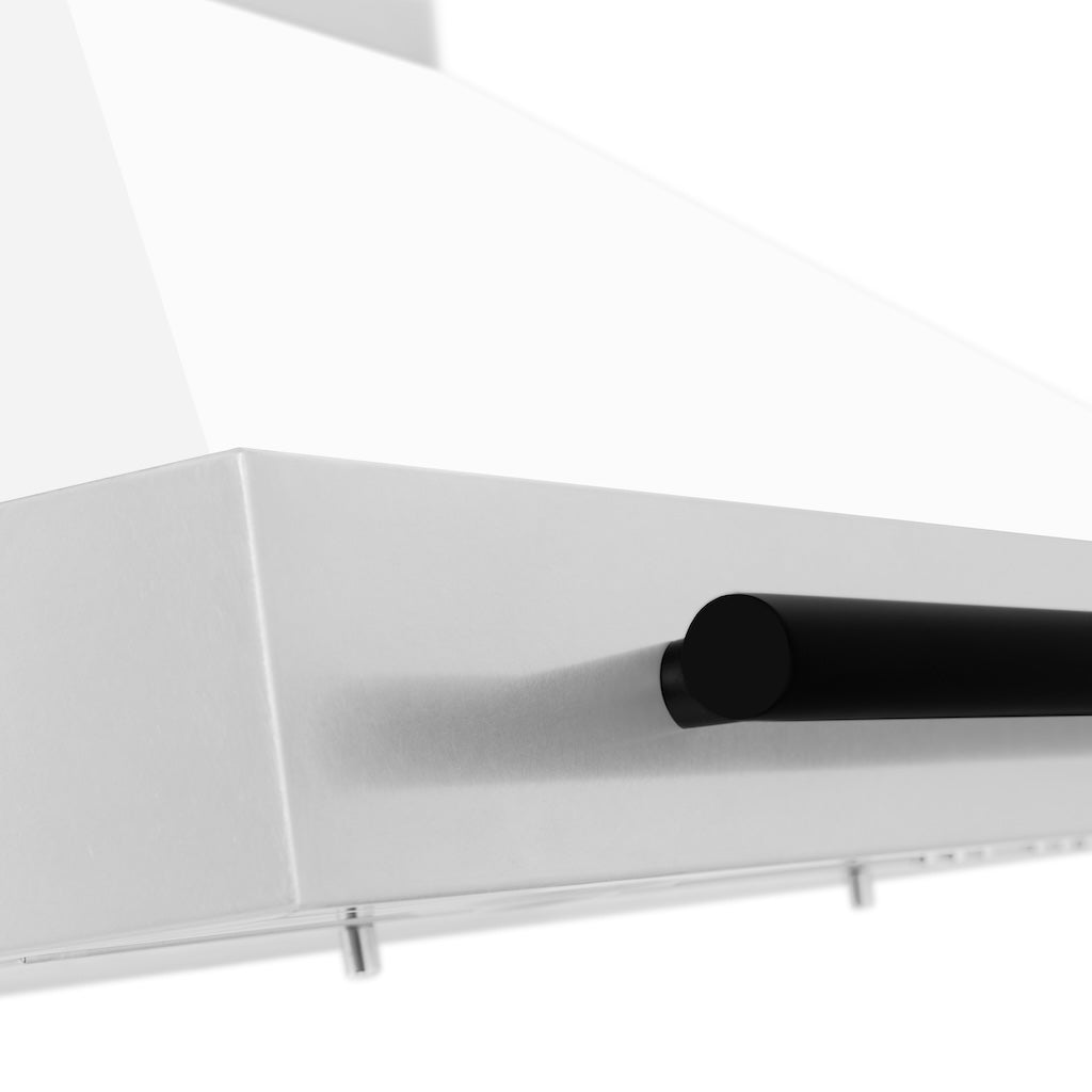 ZLINE KB4STZ WM MB Autograph Edition Convertible Stainless Steel Range Hood - White Matte Shell with Matte Black Accents | Professional Kitchen Ventilation for Modern Homes