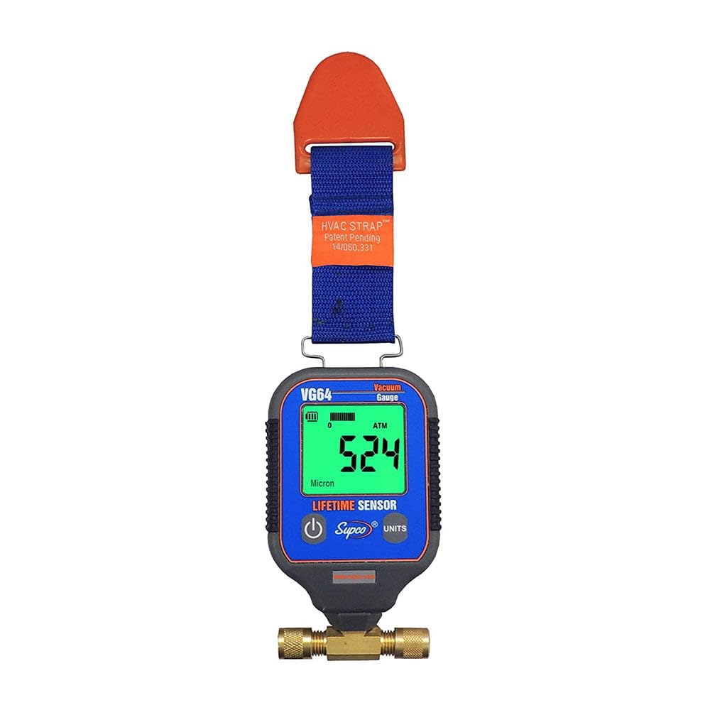 Supco VG64 Digital Vacuum Gauge - 0 to 19,000 Micron Range for HVAC, Refrigeration & Laboratory Use | High Precision Vacuum Measurement for System Evacuation, AC Repair & Scientific Testing