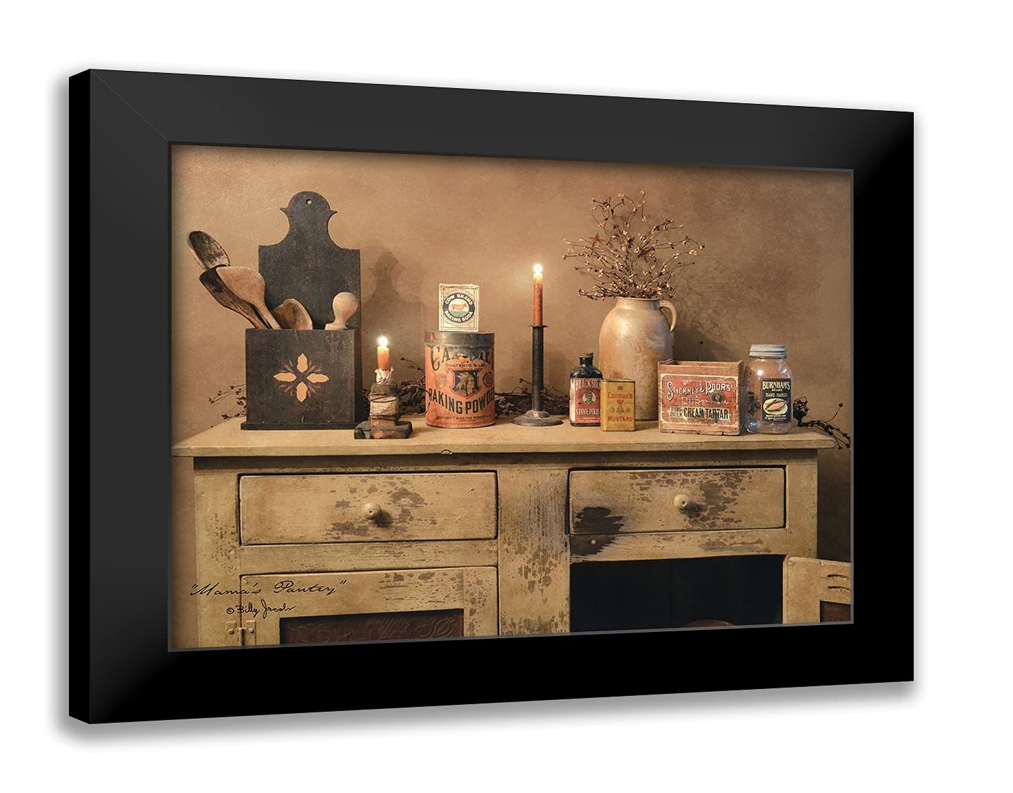 Billy Jacobs 'Mama's Pantry' 24x19 Black Modern Framed Art Print - Contemporary Wall Decor for Living Room, Bedroom & Office