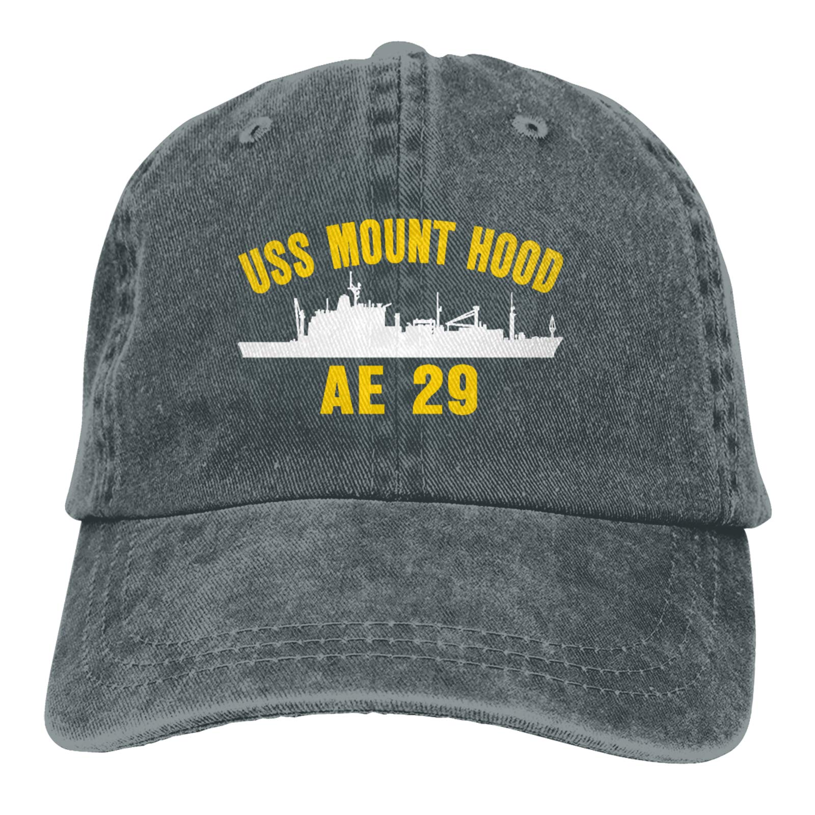 USS Mount Hood AE-29 Vintage Denim Dad Hat - Distressed Baseball Cap for Men & Women - Casual Outfit Accessory for Outdoor Activities, Music Festivals & Streetwear Fashion