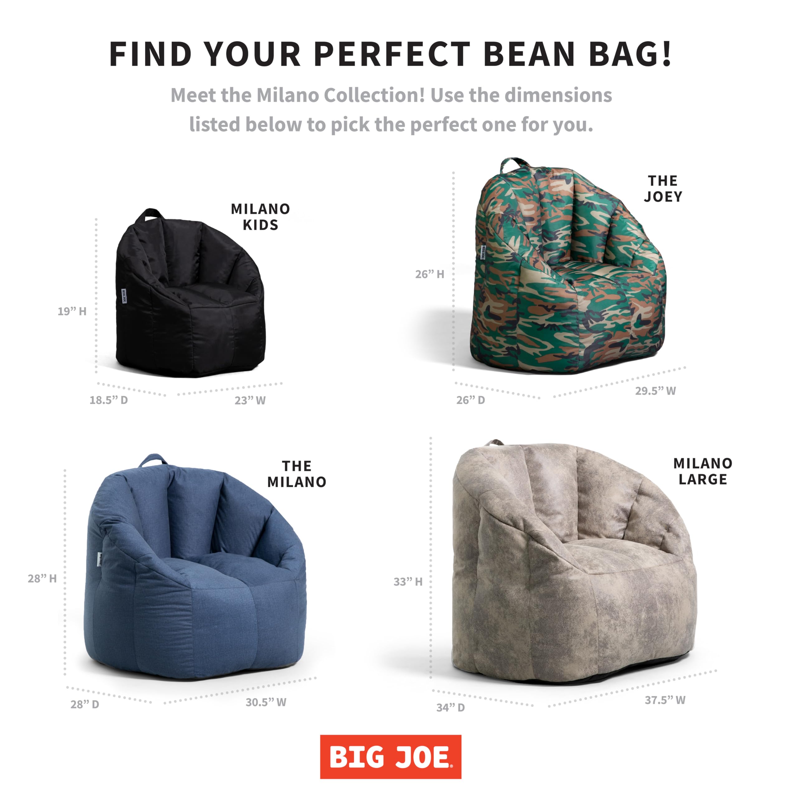 Big Joe Milano Bean Bag Chair - 2.5 Feet Ivory Shag Faux Fur, Ultra Soft & Comfortable Lounge Chair for Living Room, Bedroom, Dorm or Game Room - Perfect for Relaxing, Reading & Gaming