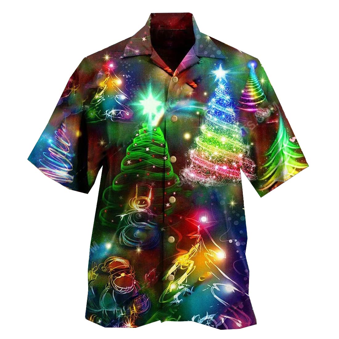 Festive Christmas Hawaiian Shirts for Men & Women - Santa Claus Print Short Sleeve Button Down Shirts - Perfect for Holiday Parties, Beach Vacations & Tropical Themed Events