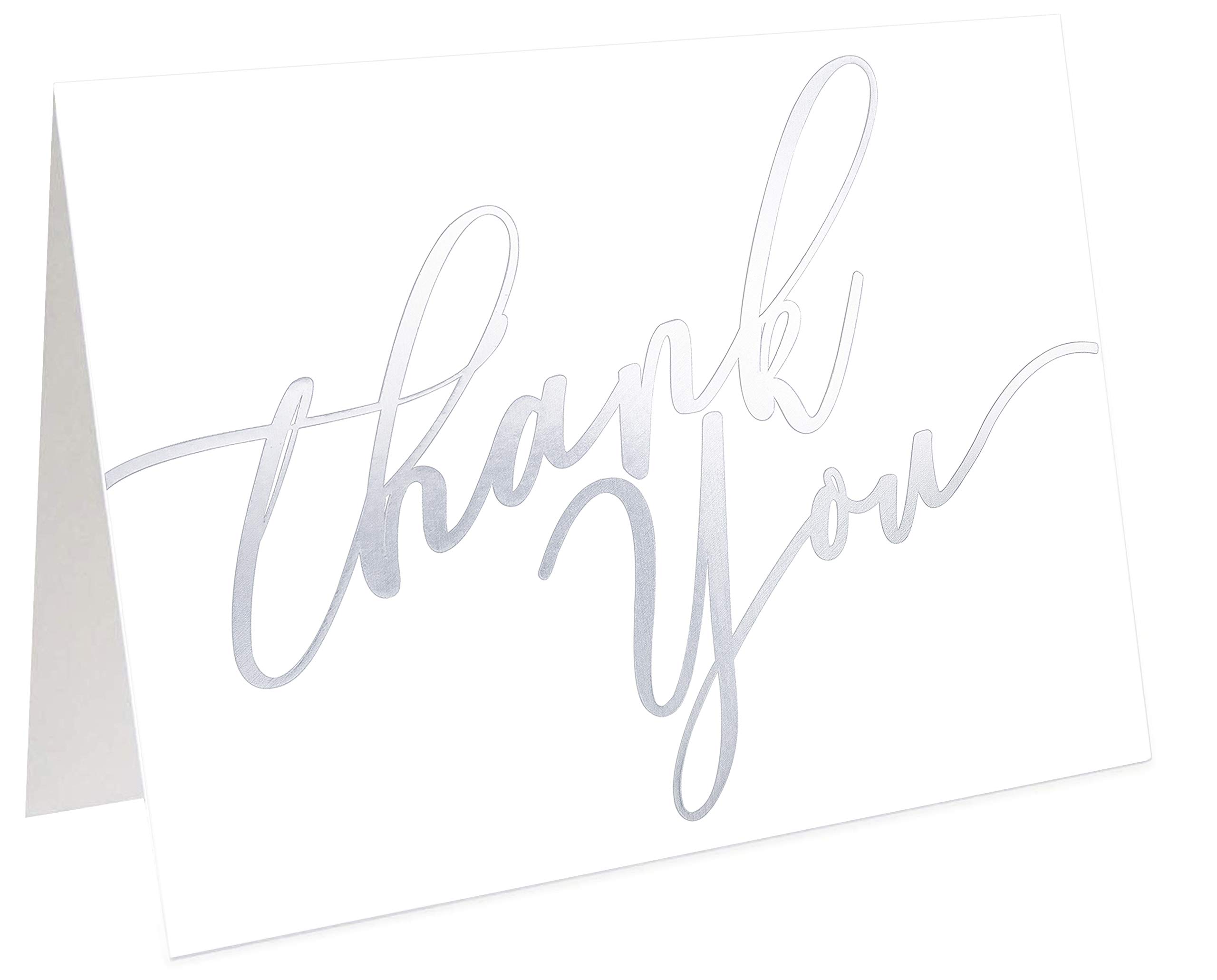 60 Pack Elegant Silver Thank You Cards with Embossed 